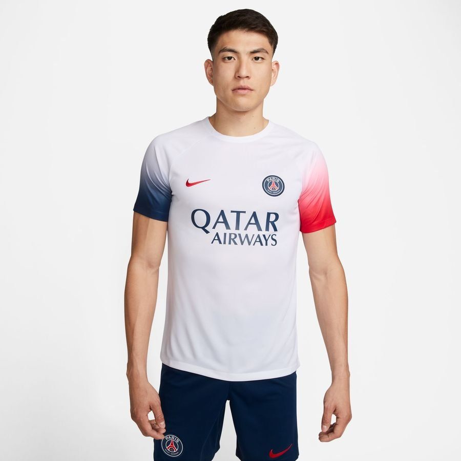 Paris Saint Germain Camiseta de entrenamiento Dri-FIT Academy Profesional - Blanco/Marina de Medianoche/Rojo universitario