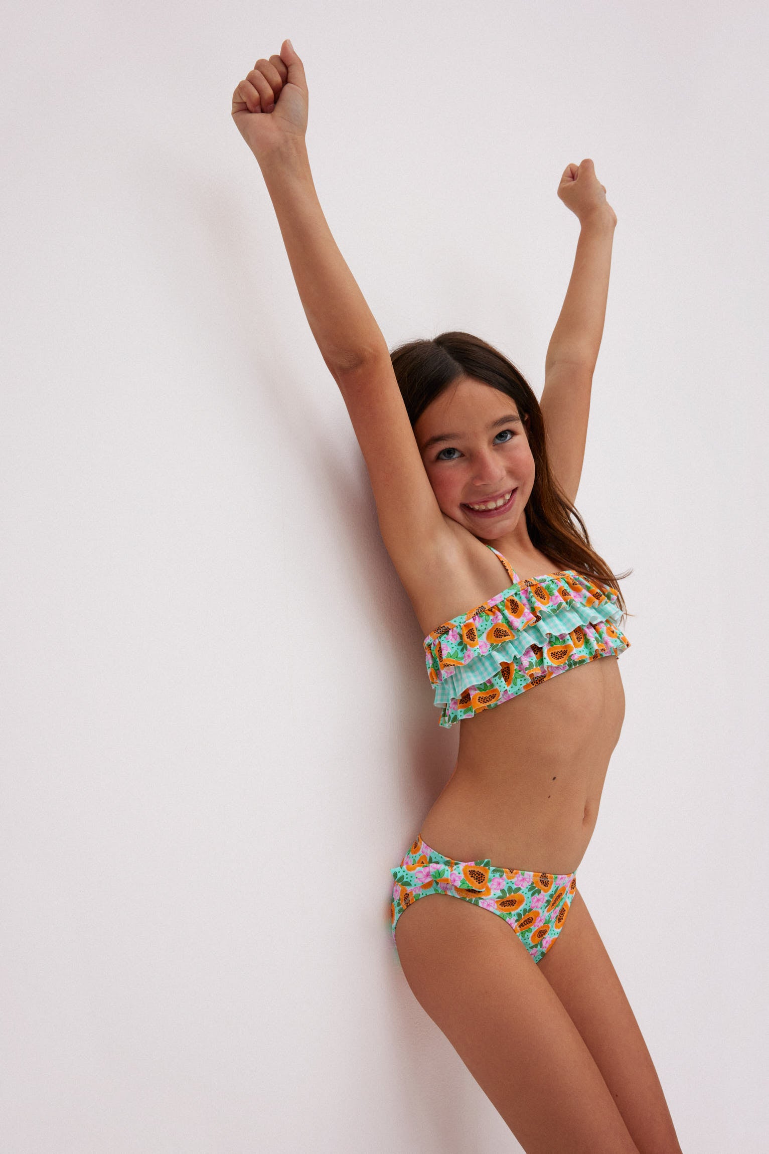 Culetín niña lazos estampado papayas