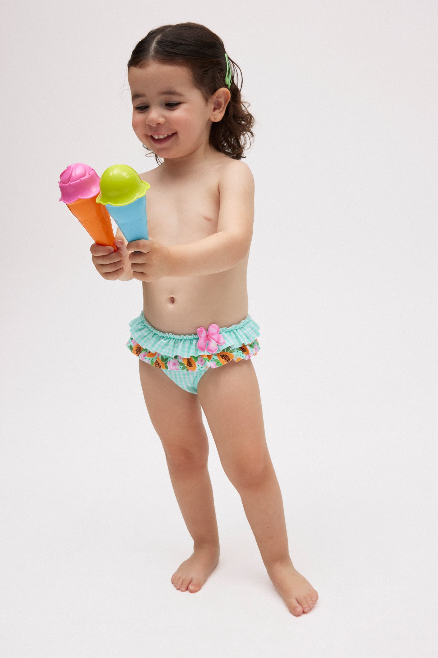 Culetín niña estampado vichy volantes