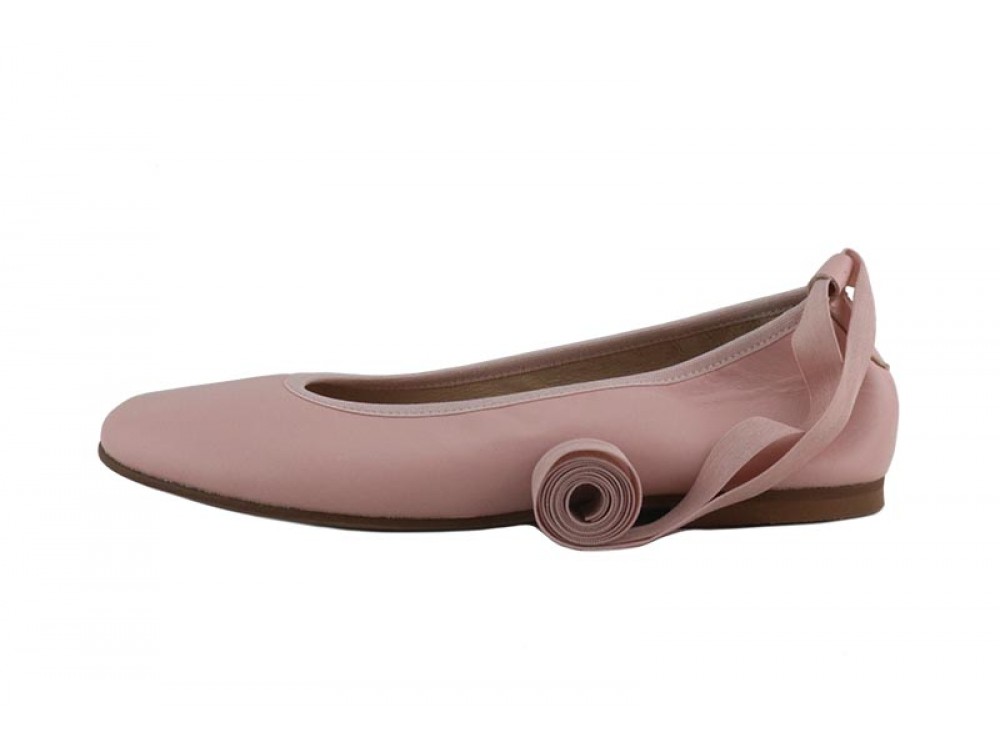 Bailarina piel rosa bailarina elástico y cintas Jeromin