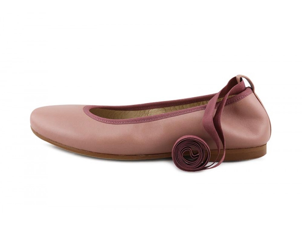 Bailarina piel rosa palo elástico y cintas Jeromin