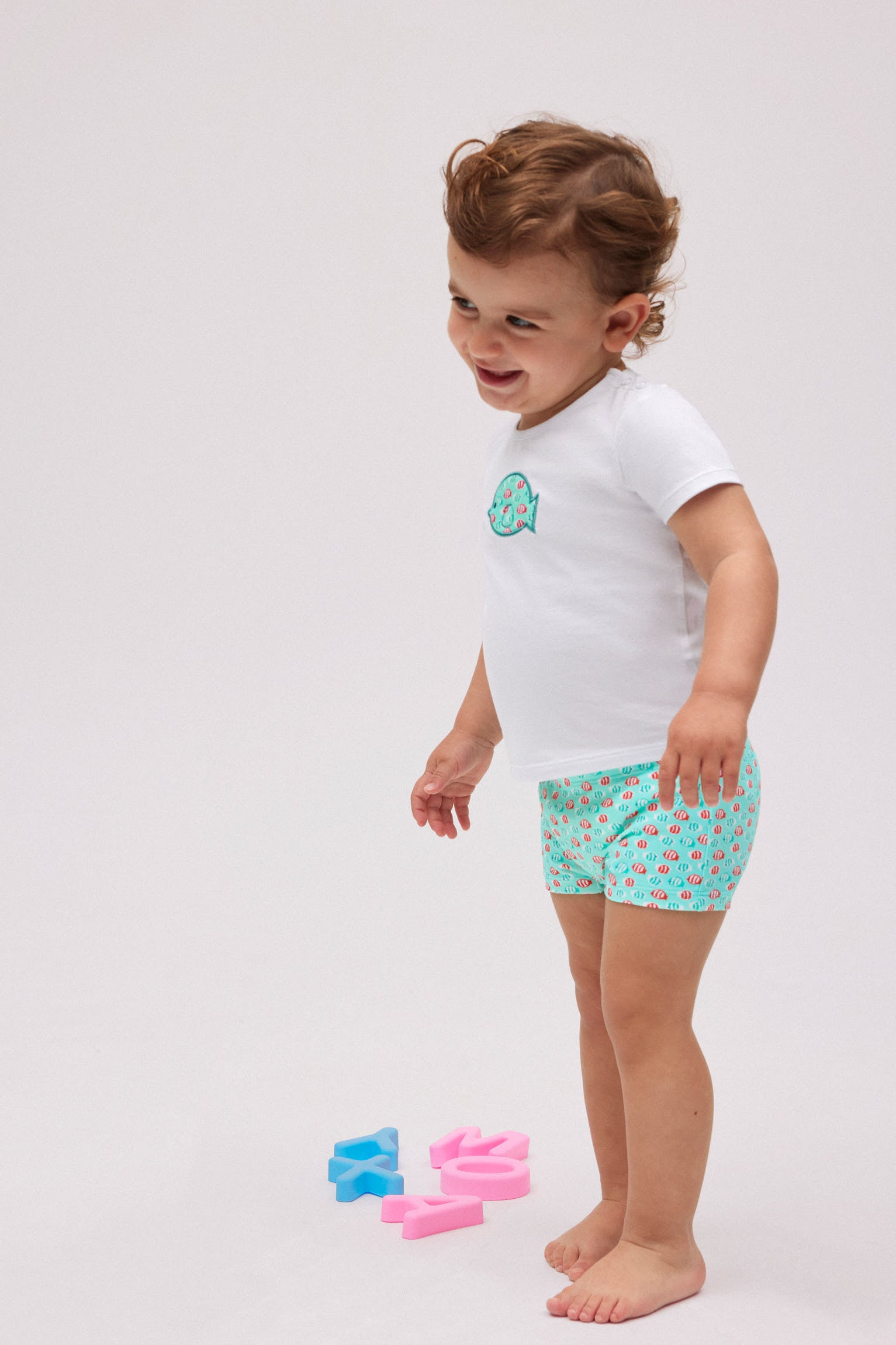 Set bebé bañador bóxer peces y camiseta