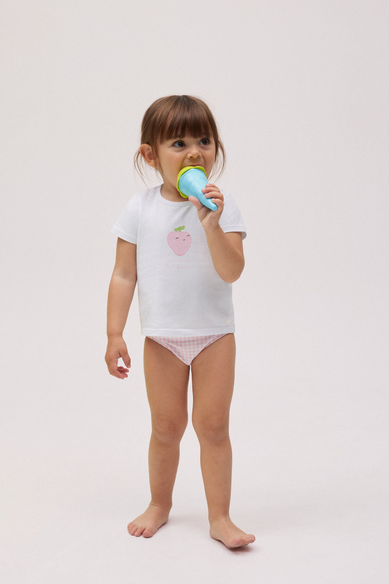 Set bebé bañador culetín vichy rosa y camiseta