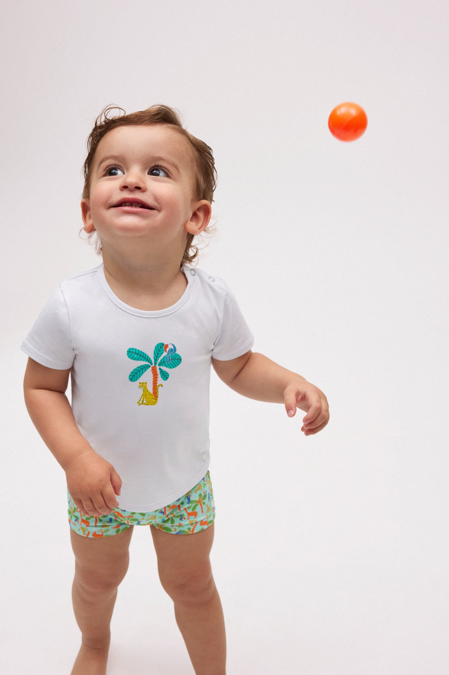Set bebé bañador bóxer palmeras y camiseta