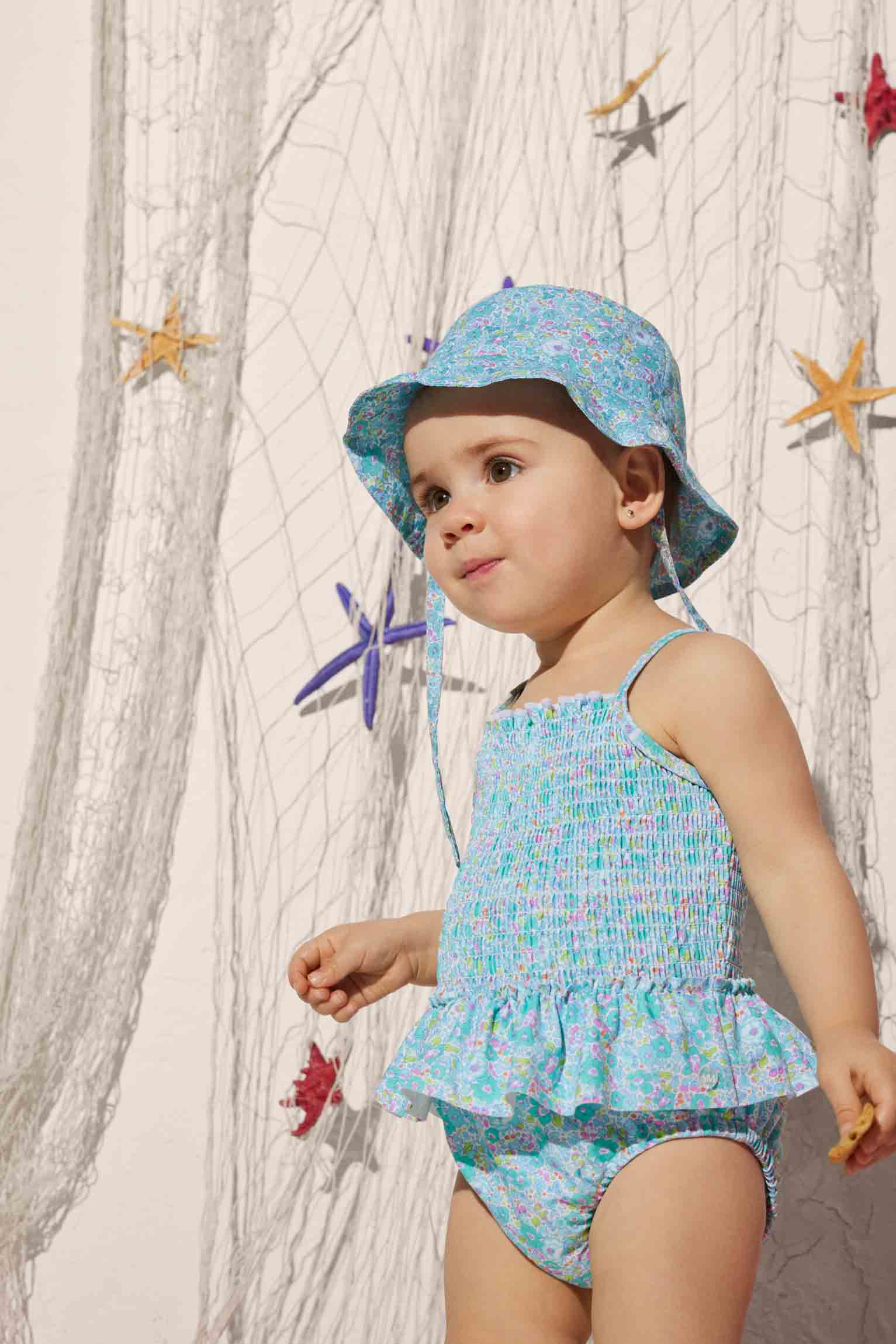 Gorro de playa bebé estampado floral ajustable