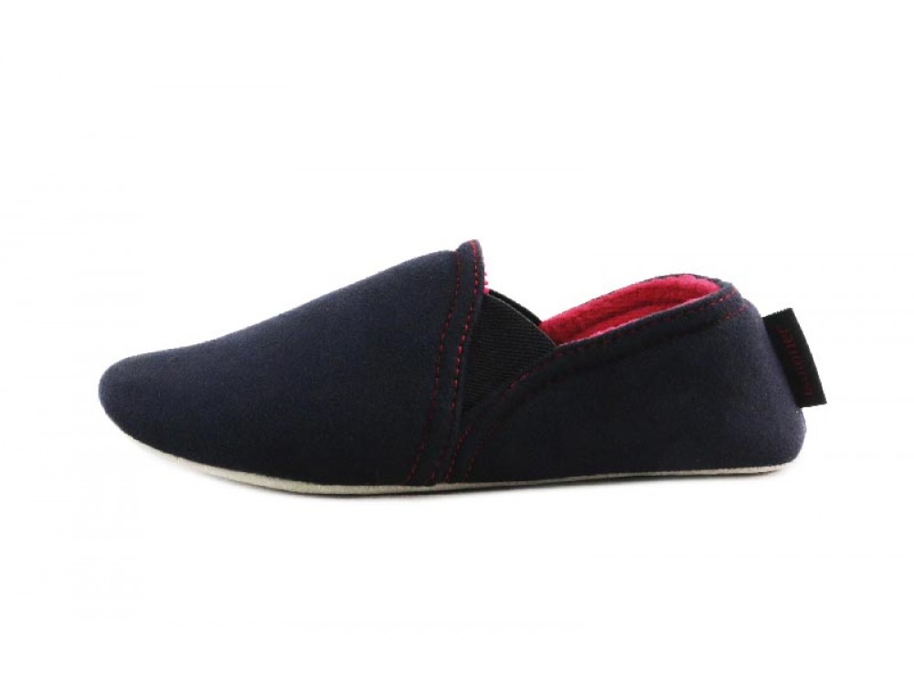 Zapatilla copete para casa antelina negra Isotoner