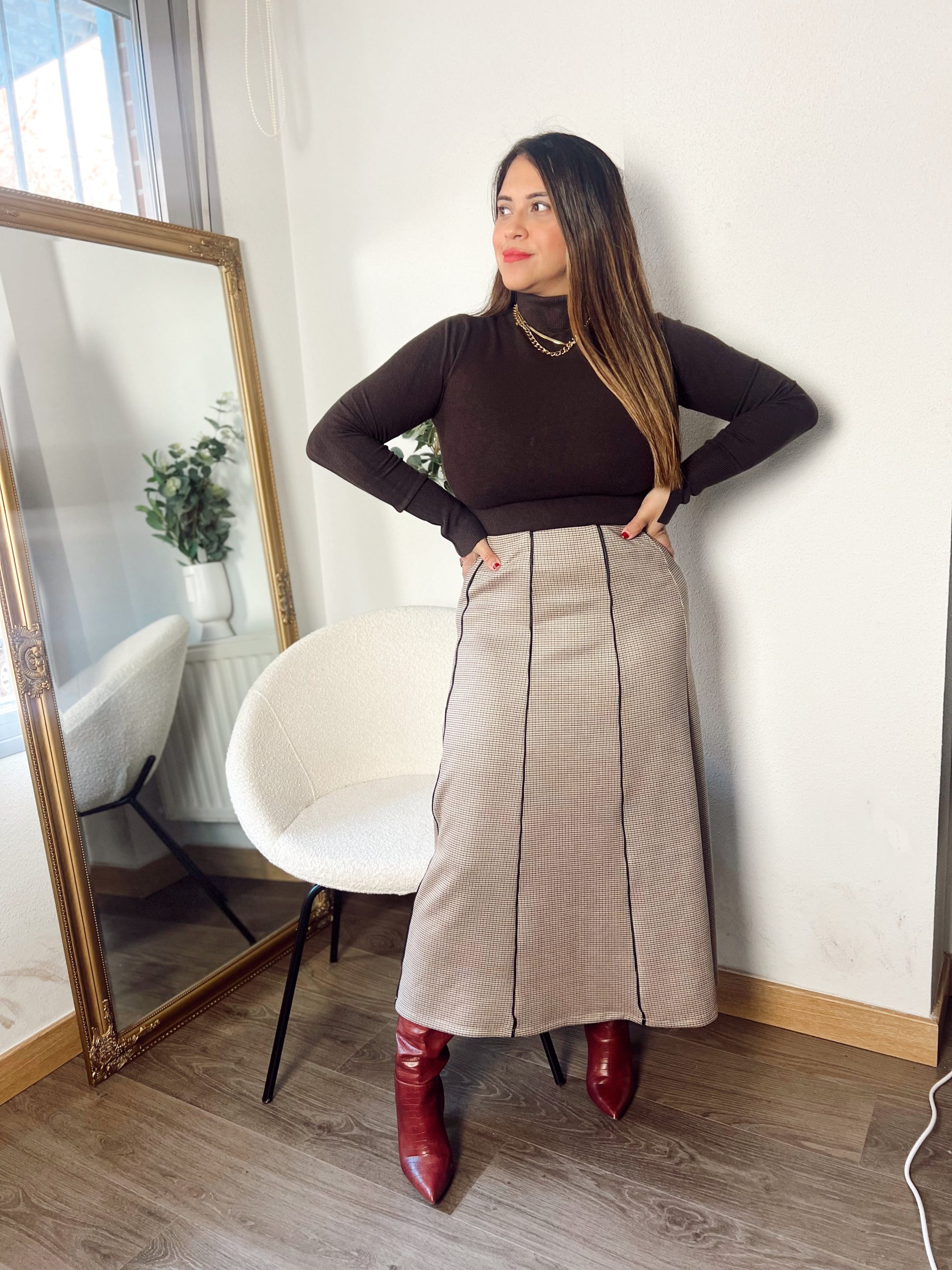 Jersey de  Punto Fino Cuello Marrón