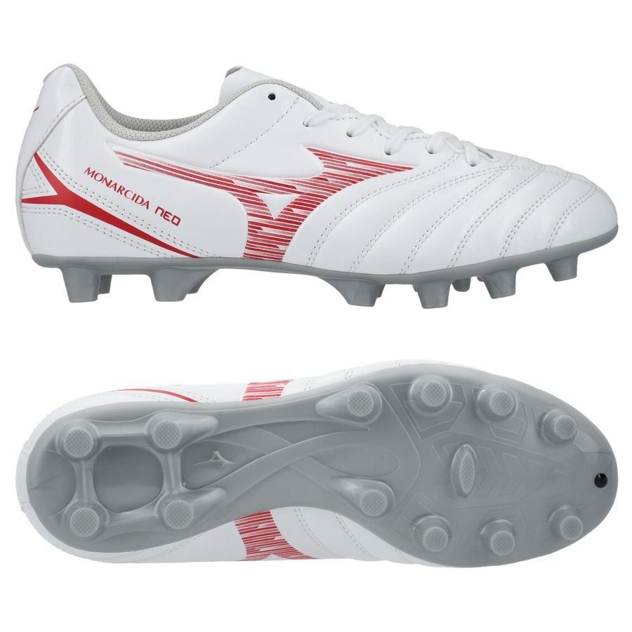 Mizuno Monarcida Neo lll Select FG Charge - Blanco/Rojo radiante Niños