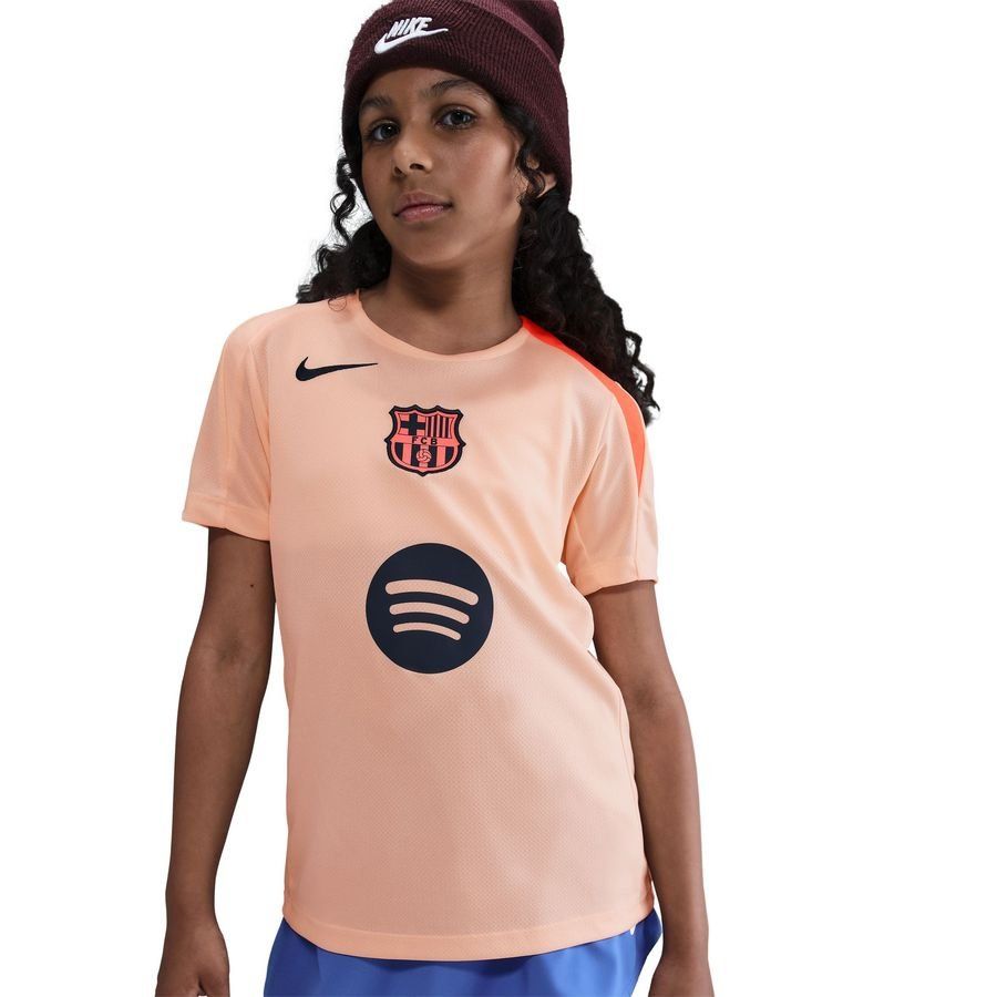 Barcelona Camiseta de entrenamiento Dri-FIT Strike 3ª - Tinte carmesí/Bright Mango/Marina de Medianoche Niños