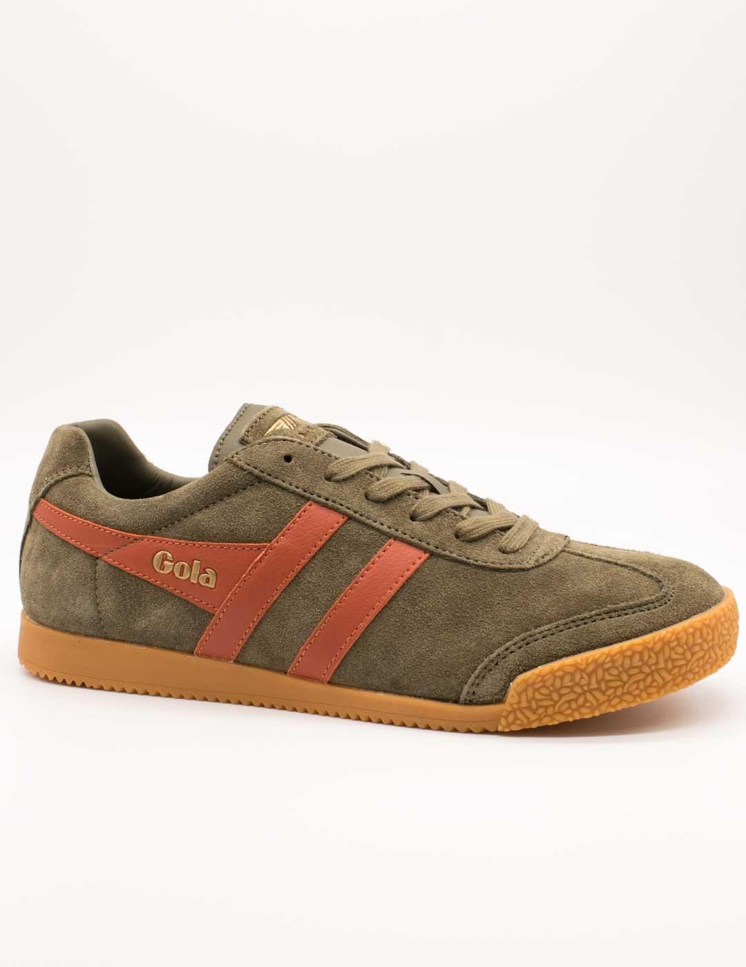 Deportivo Gola CMA192NY Harrier Suede Khaki/Orange de Hombre