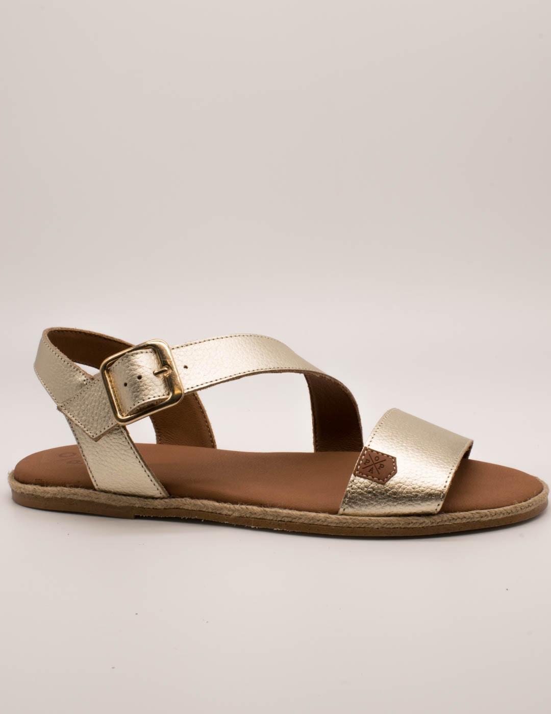 Sandalia Popa Leyte Laminado Oro de Mujer