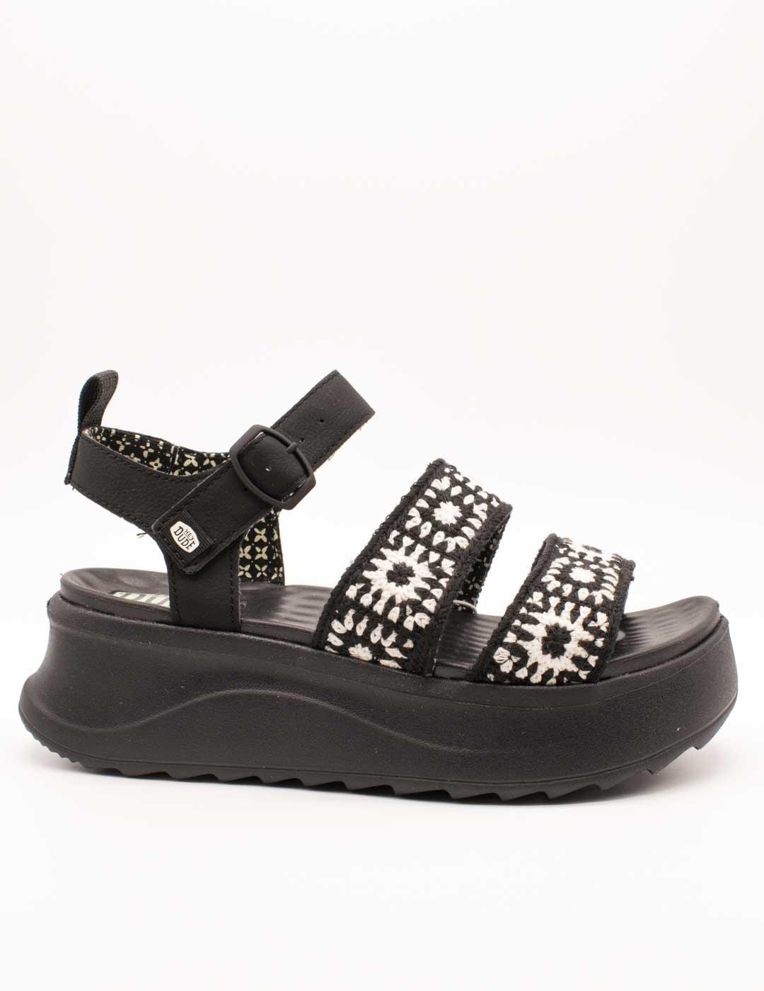 Sandalia Hey Dude Delray Black de Mujer