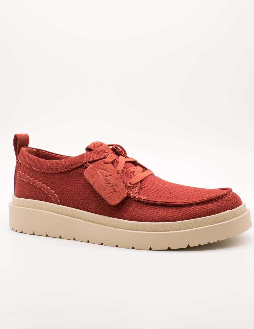 Zapato Clarks 26181380 Polden Moc Red Canvas de Hombre