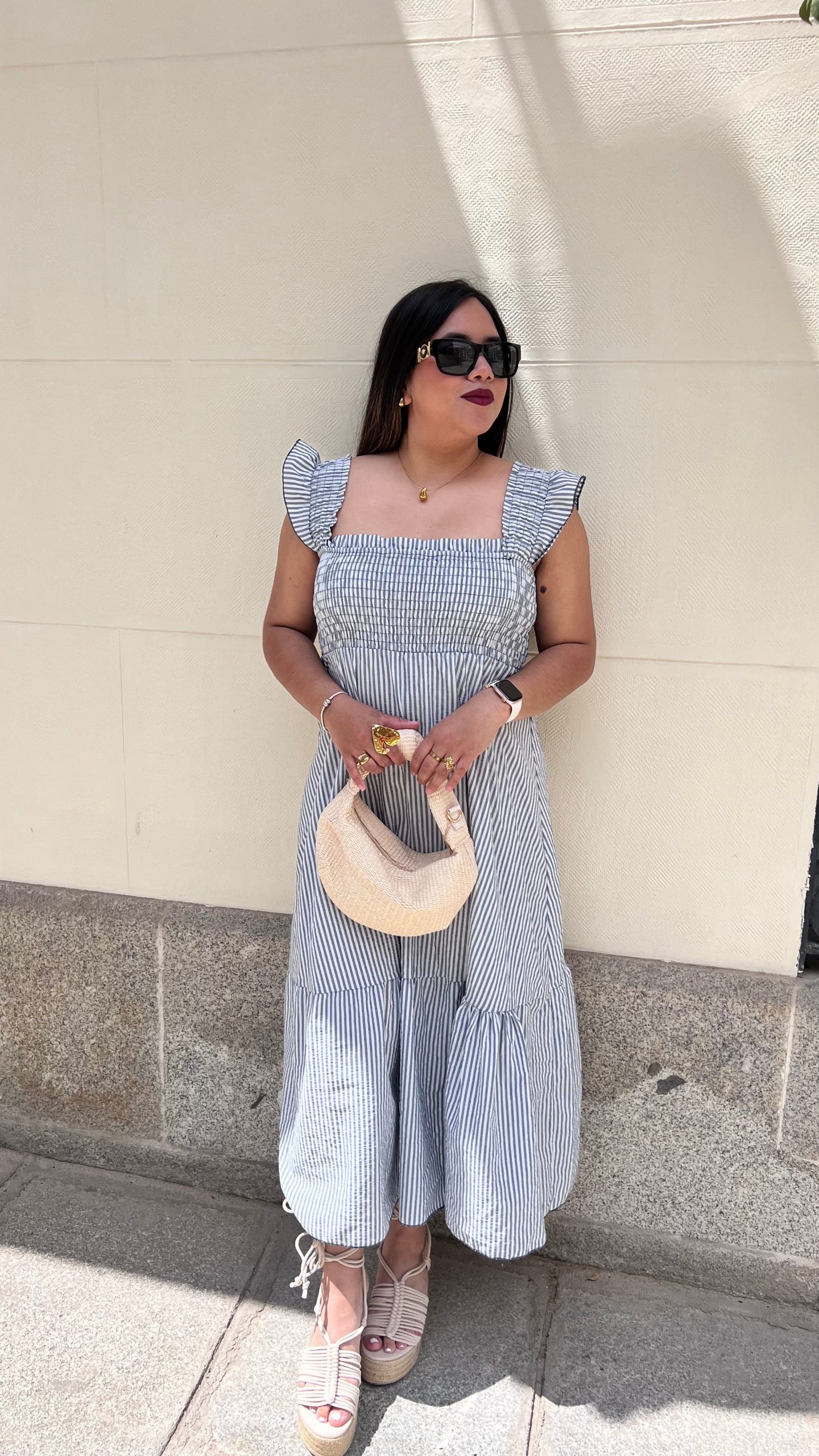 Vestido midi rayas azul