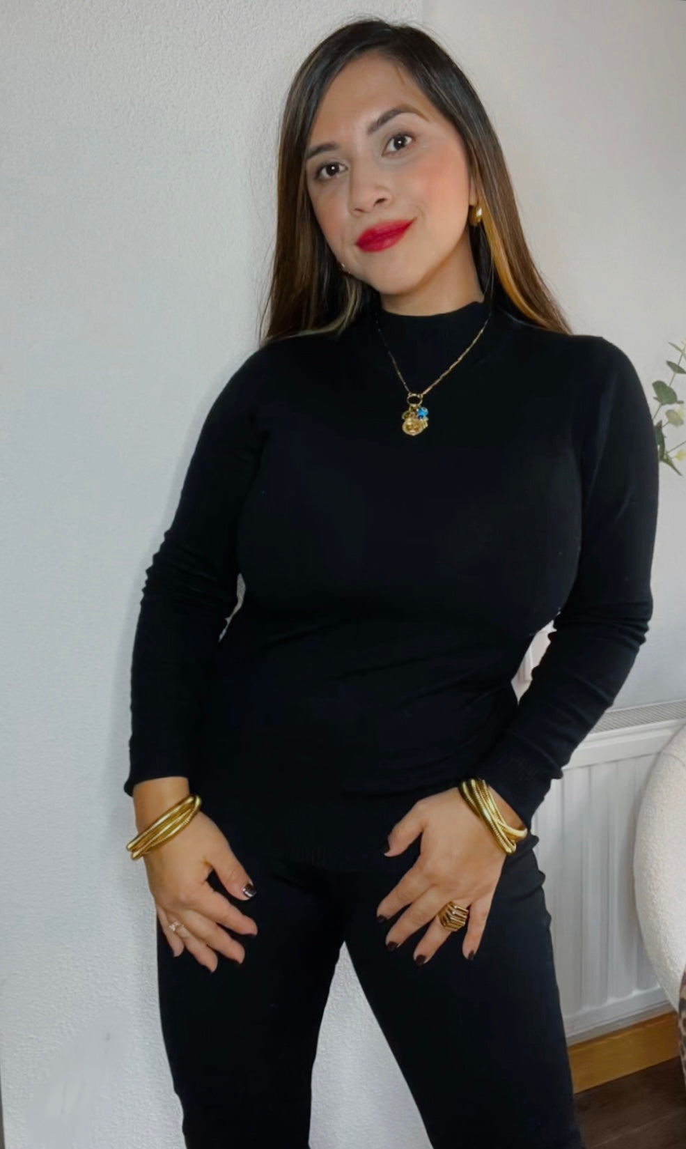 Jersey de Punto Fino Cuello Negro