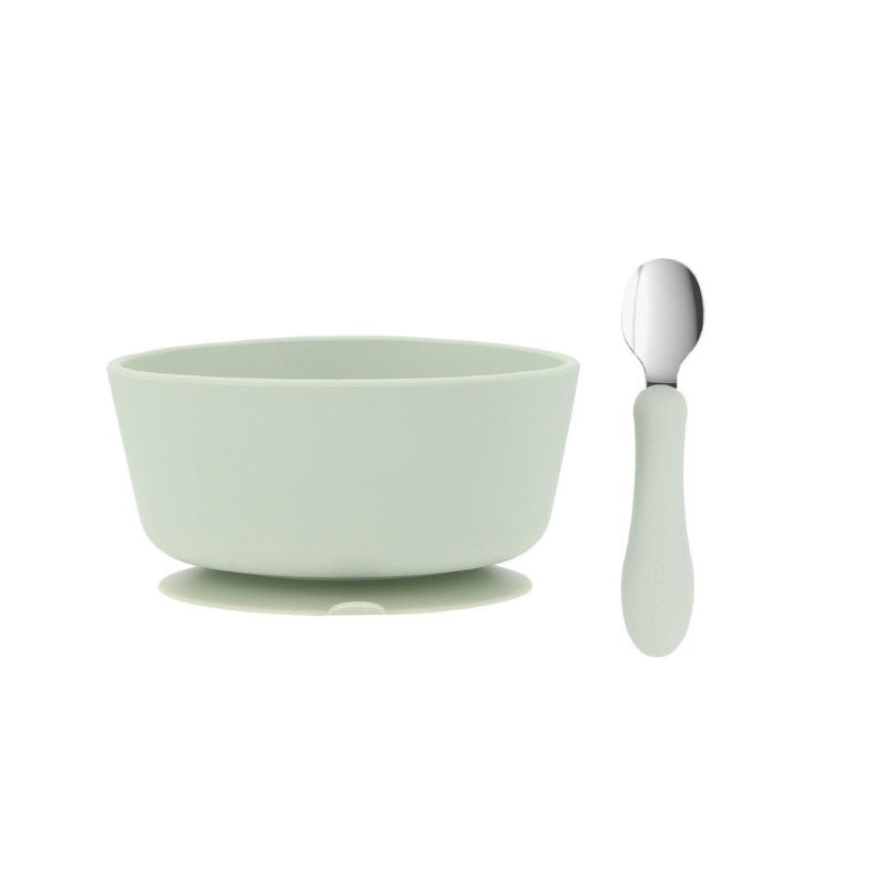 Bol Silicona + Cuchara Acero Tutete Sky Sage