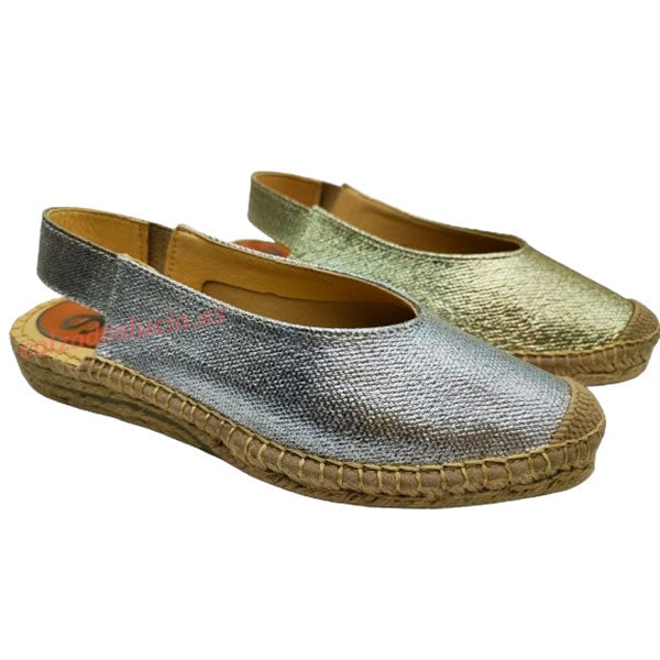 Cuña baja de lona metalizada Salvi Calzados