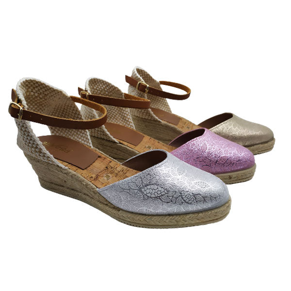 Cuña de cáñamo en piel metalizada Anvesa