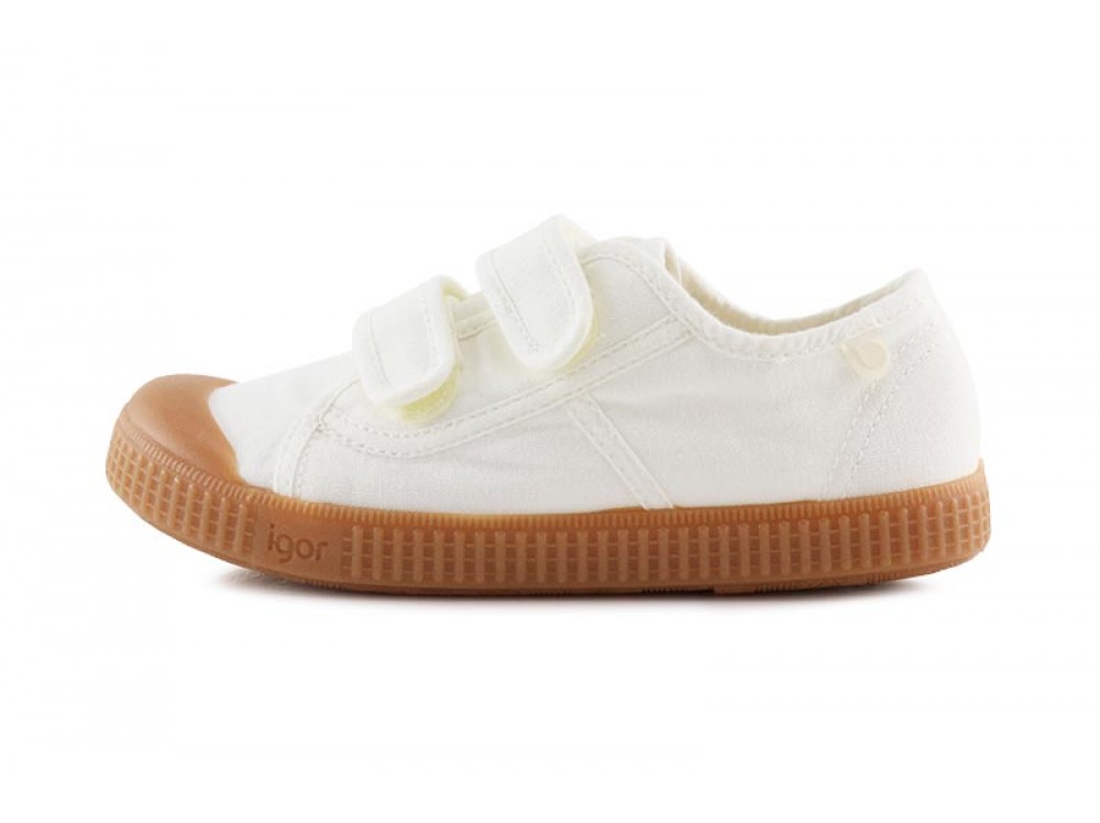 Lona blanco con velcro y suela caramelo Igor