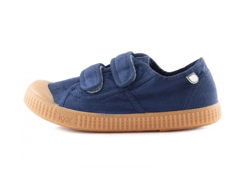 Lona azul con velcro y suela caramelo Igor