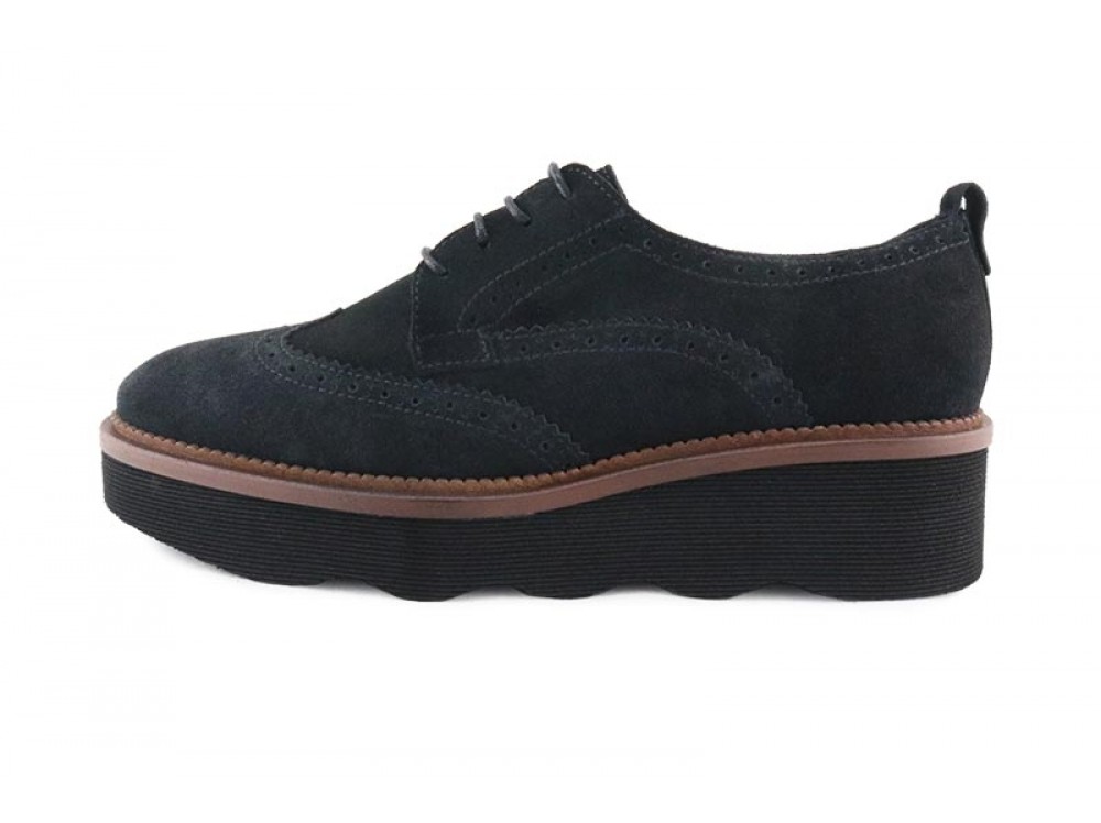 Zapato picado ante negro con plataforma ondulada Jeromin