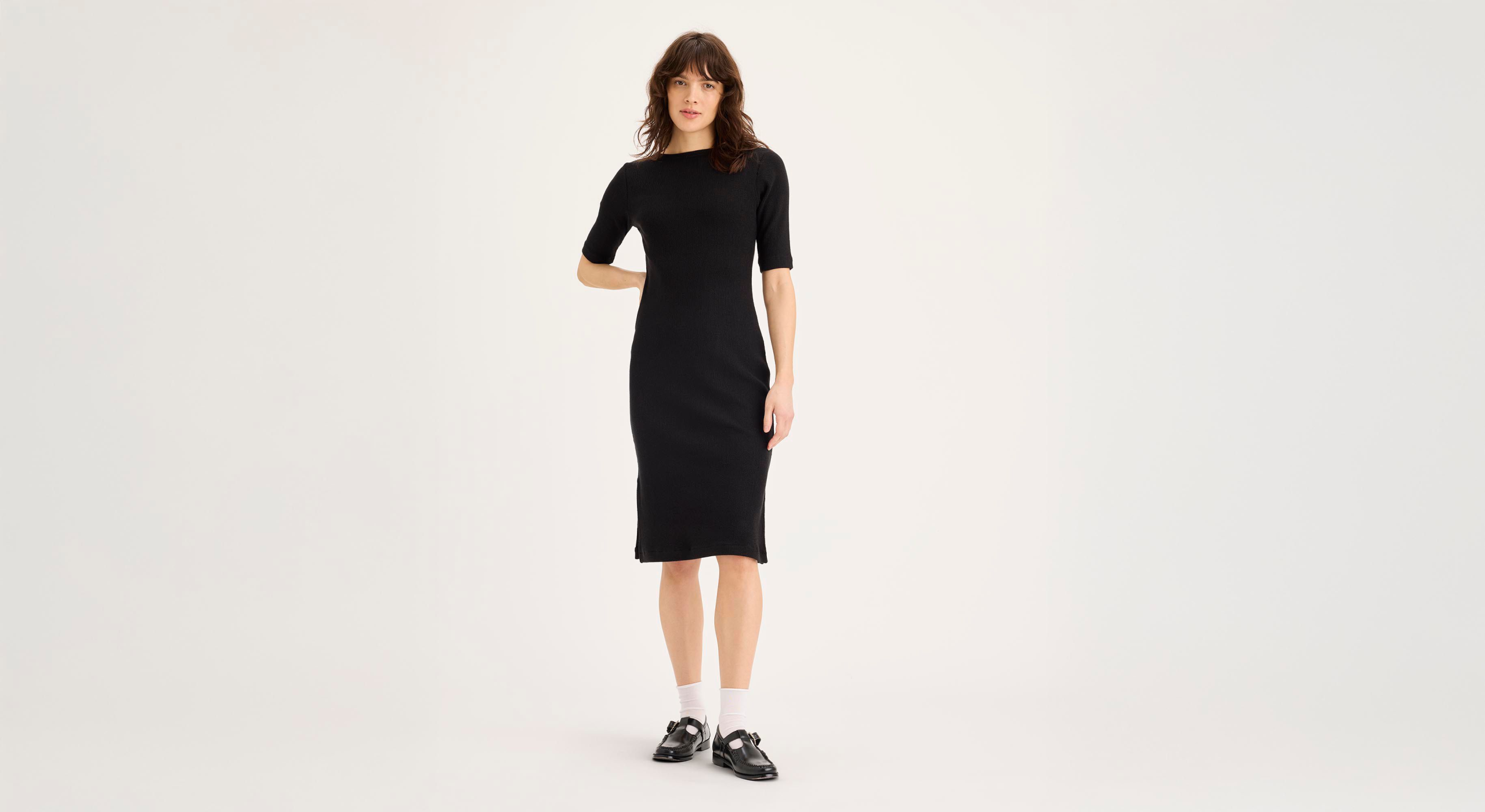 Rib Dress with Lofi Knit, Slim Fit
