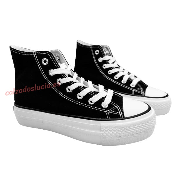 Botín negro con plataforma y puntera Break Walk