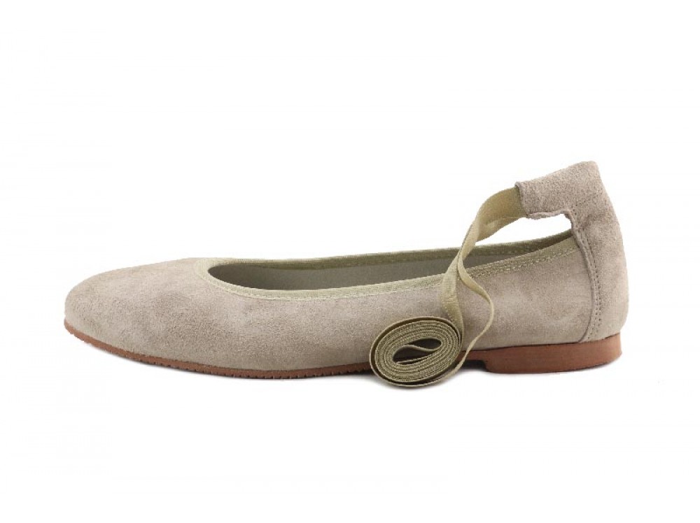 Bailarina ante taupe con cintas elásticas al tobillo Jeromin