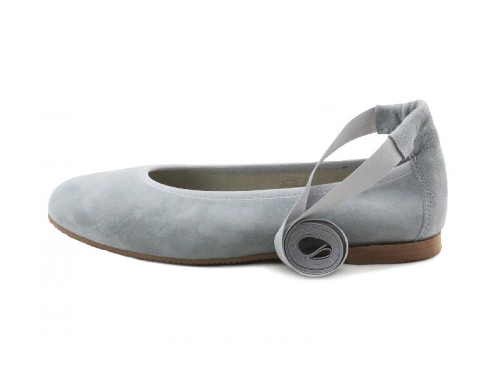 Bailarina en ante gris con cintas al tobillo Jeromin