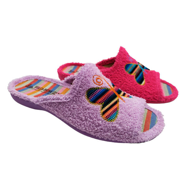 Zapatilla de rizo bordado mariposa Vulca-Bicha
