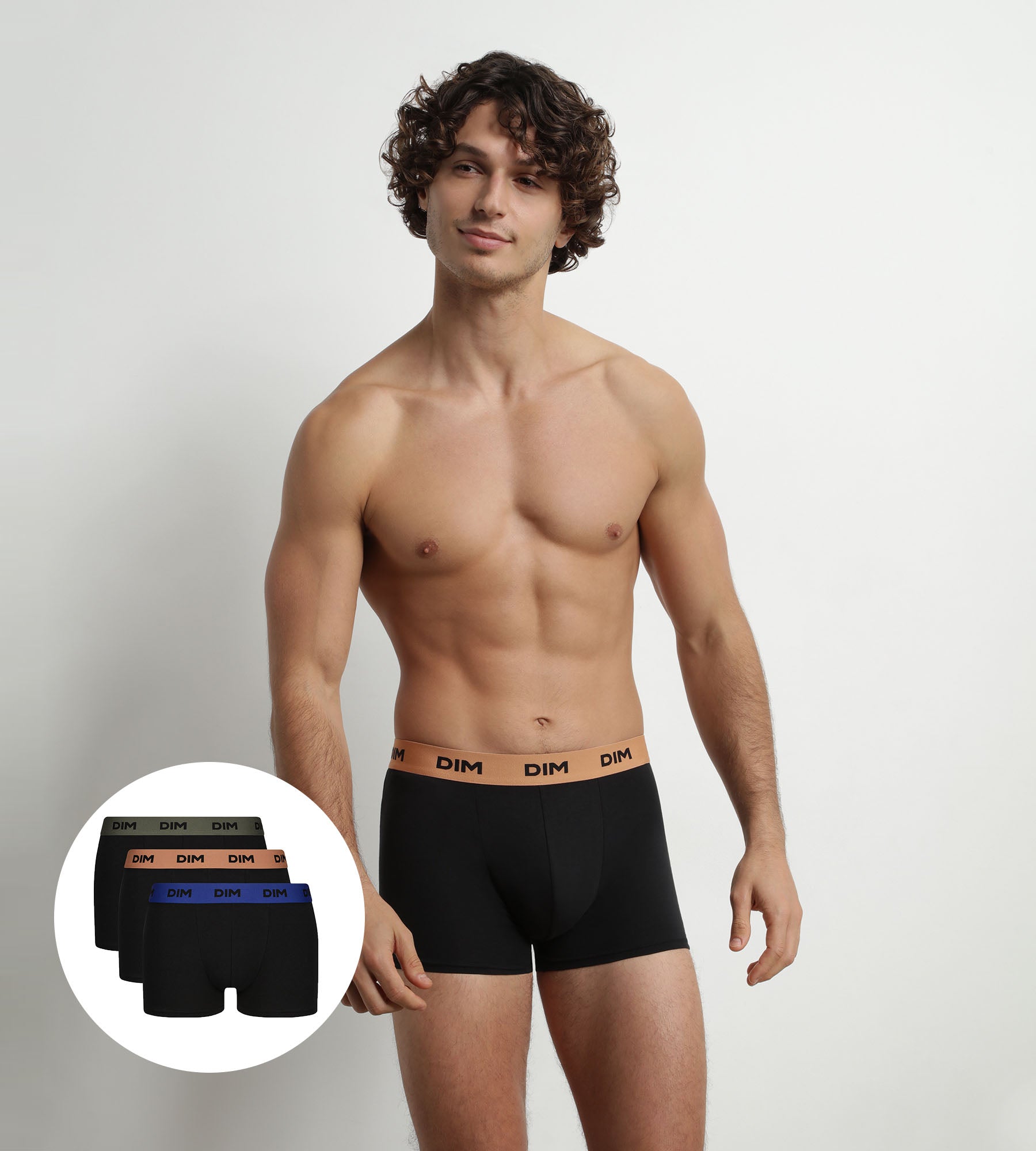 Pack of 3 Men's Boxers Black Cotton Stretch Hazelnut Green Mix & Colors