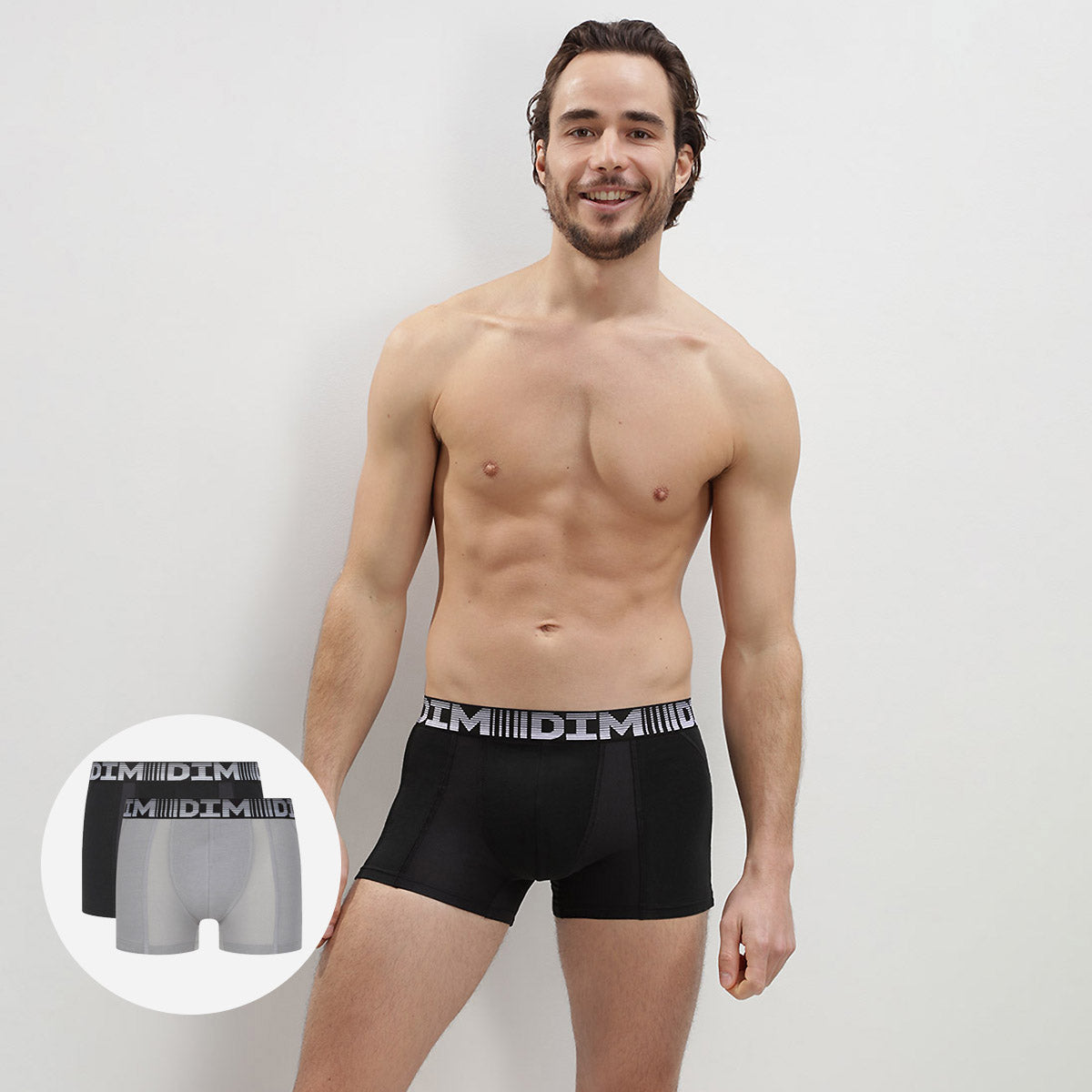 3D Flex Air Pack of 2 men's black-pearl grey anti-perspirant boxers