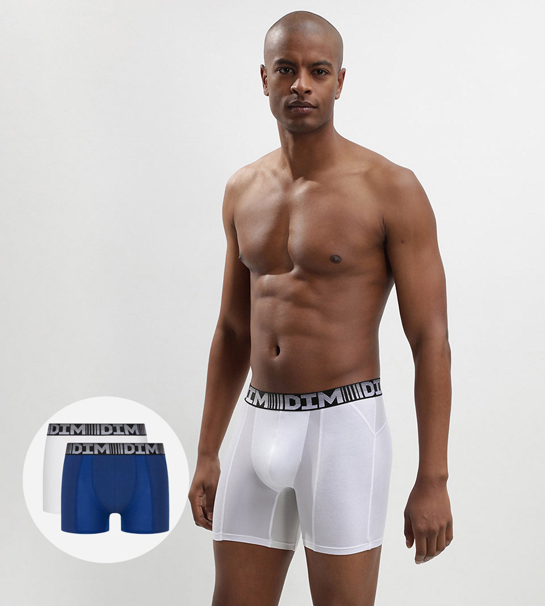 3D Flex Air Pack of 2 men's blue-white anti-perspirant long boxers
