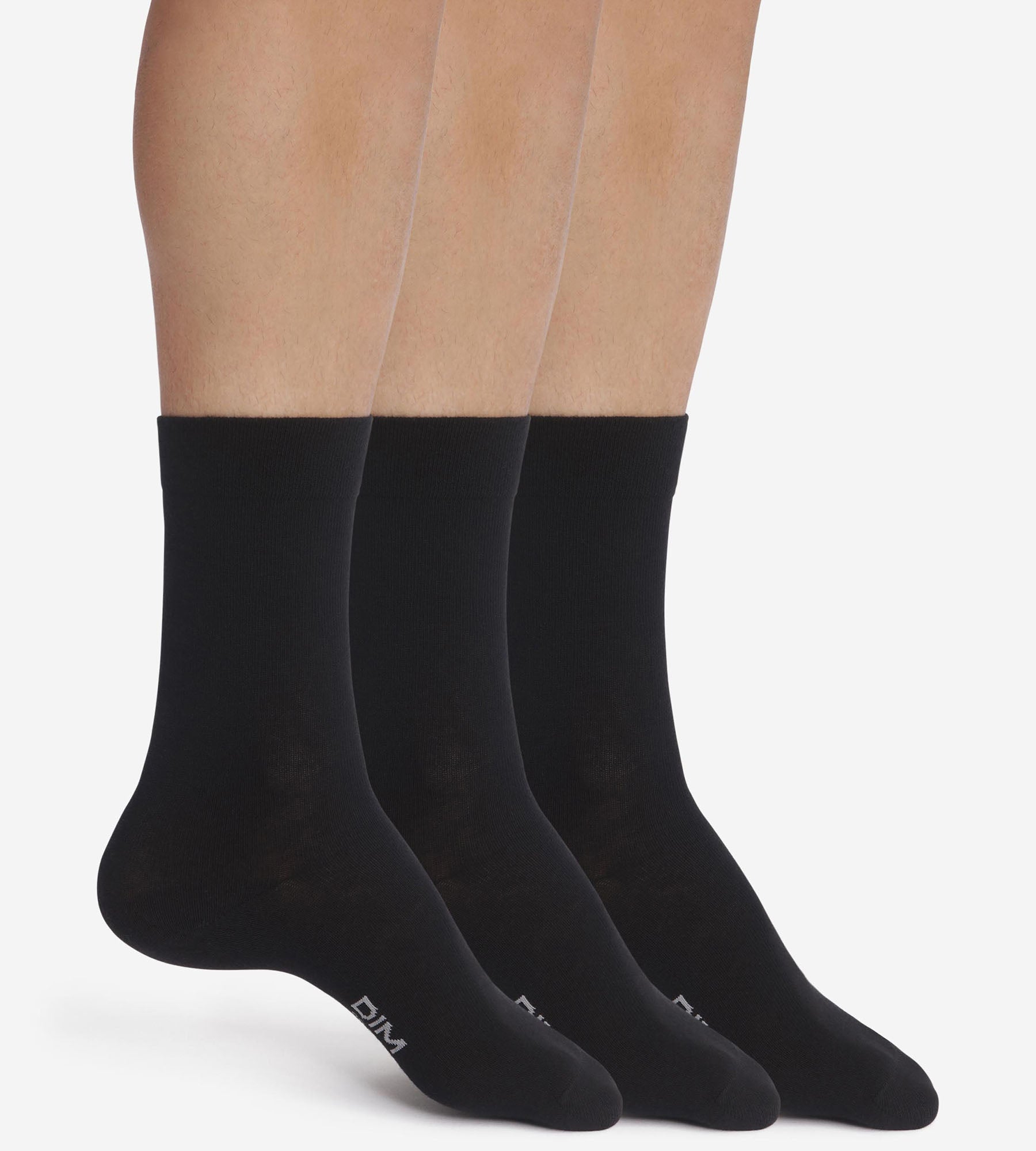 Pack of 3 Pairs of Men's Black Dim Comfort Cotton Socks