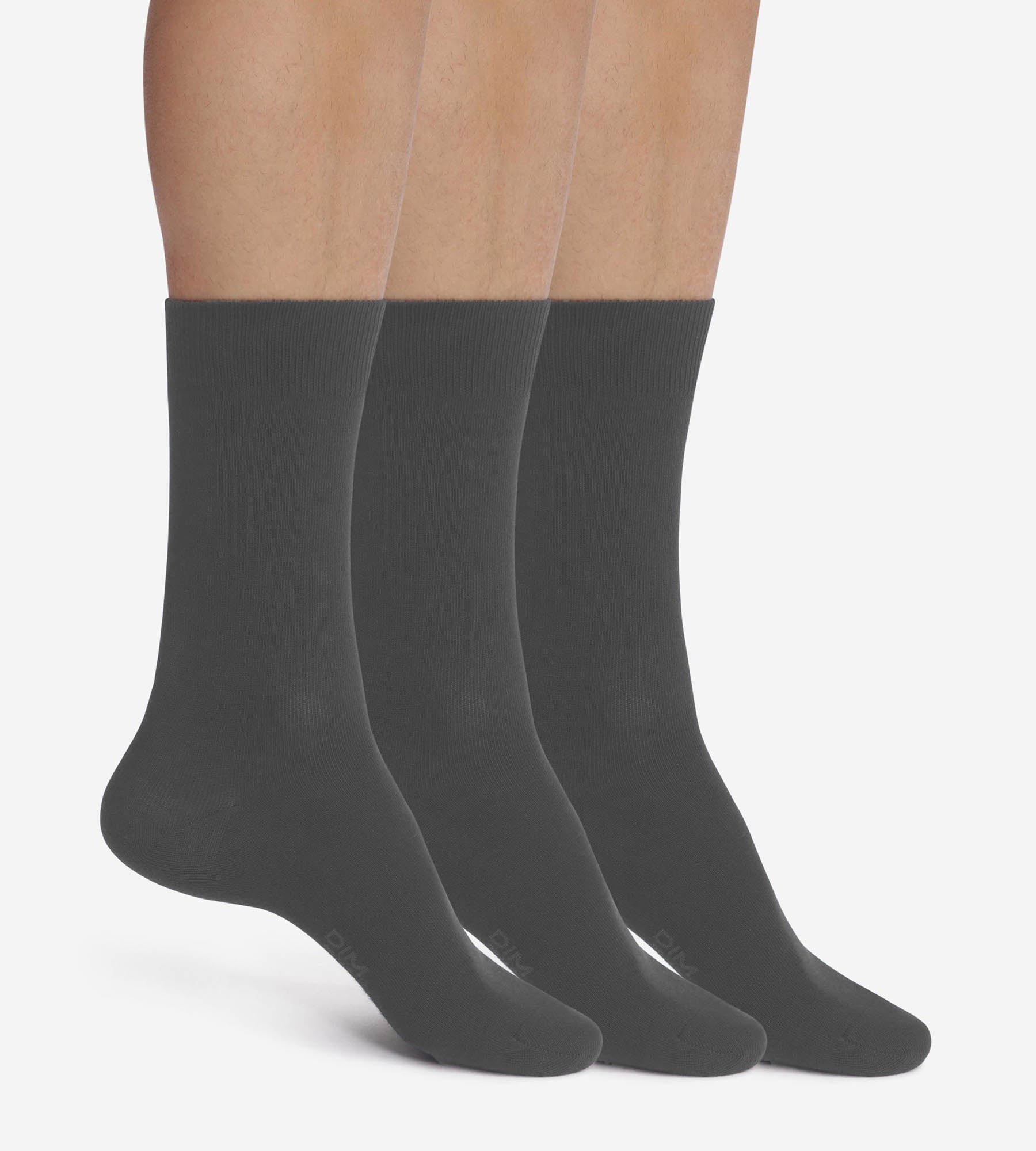 Pack of 3 Pairs of Men's Anthracite Comfort Cotton Socks Dim