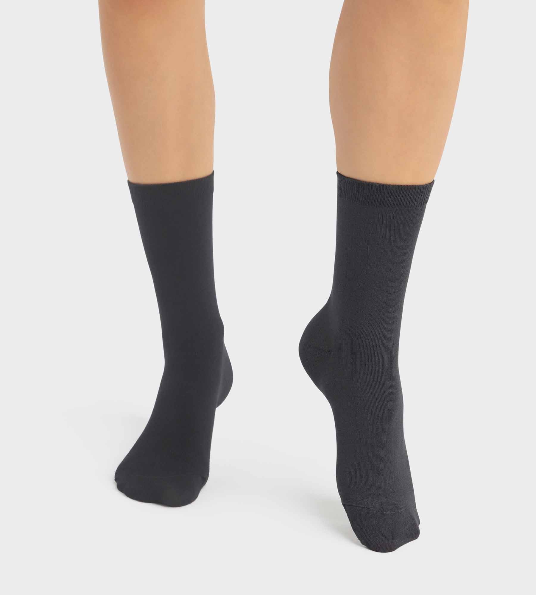 Pack of 2 pairs of women's viscose socks in Anthracite Dim Bambou