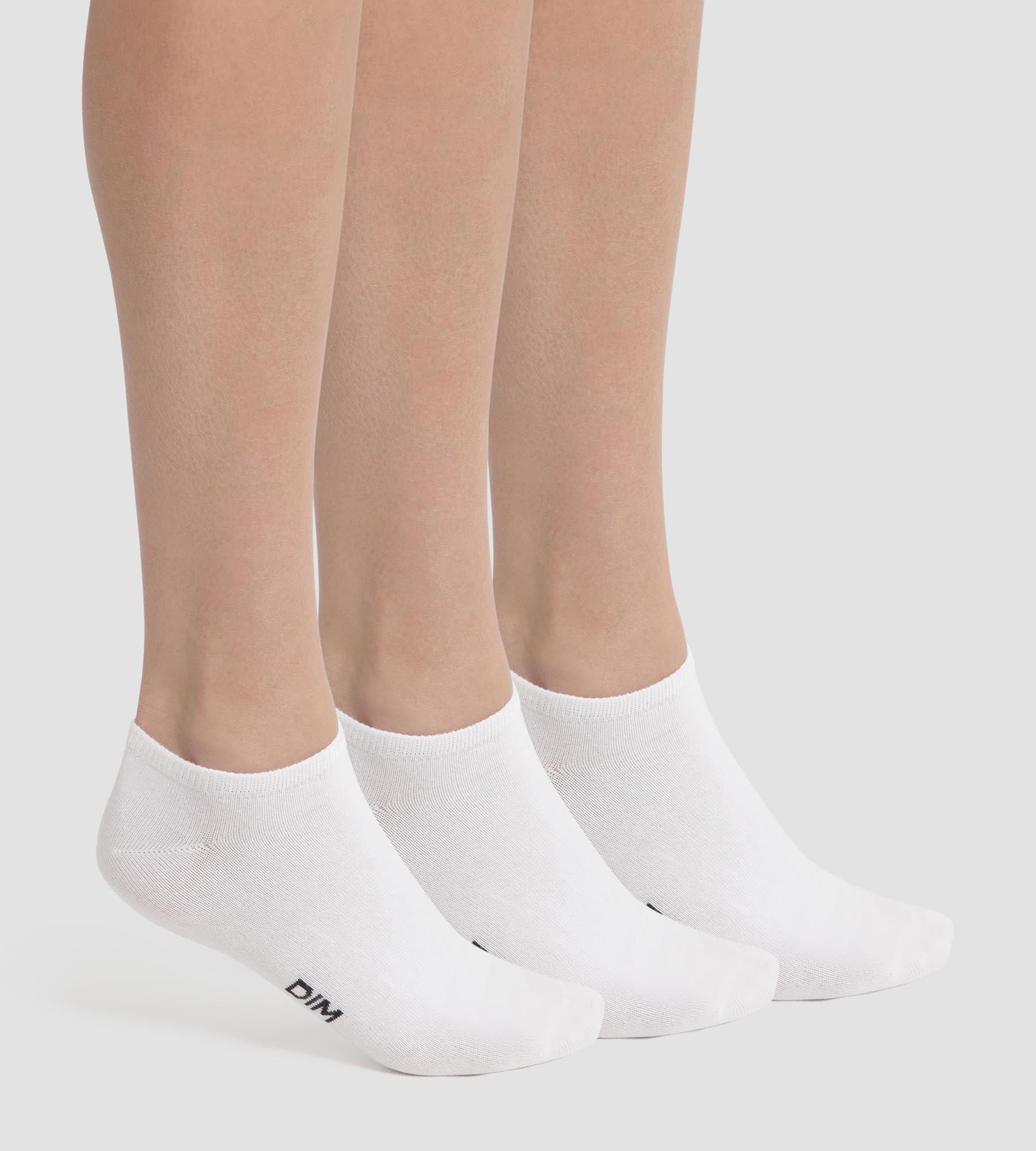 Pack of 3 Women's Short Socks White Dim Cotton