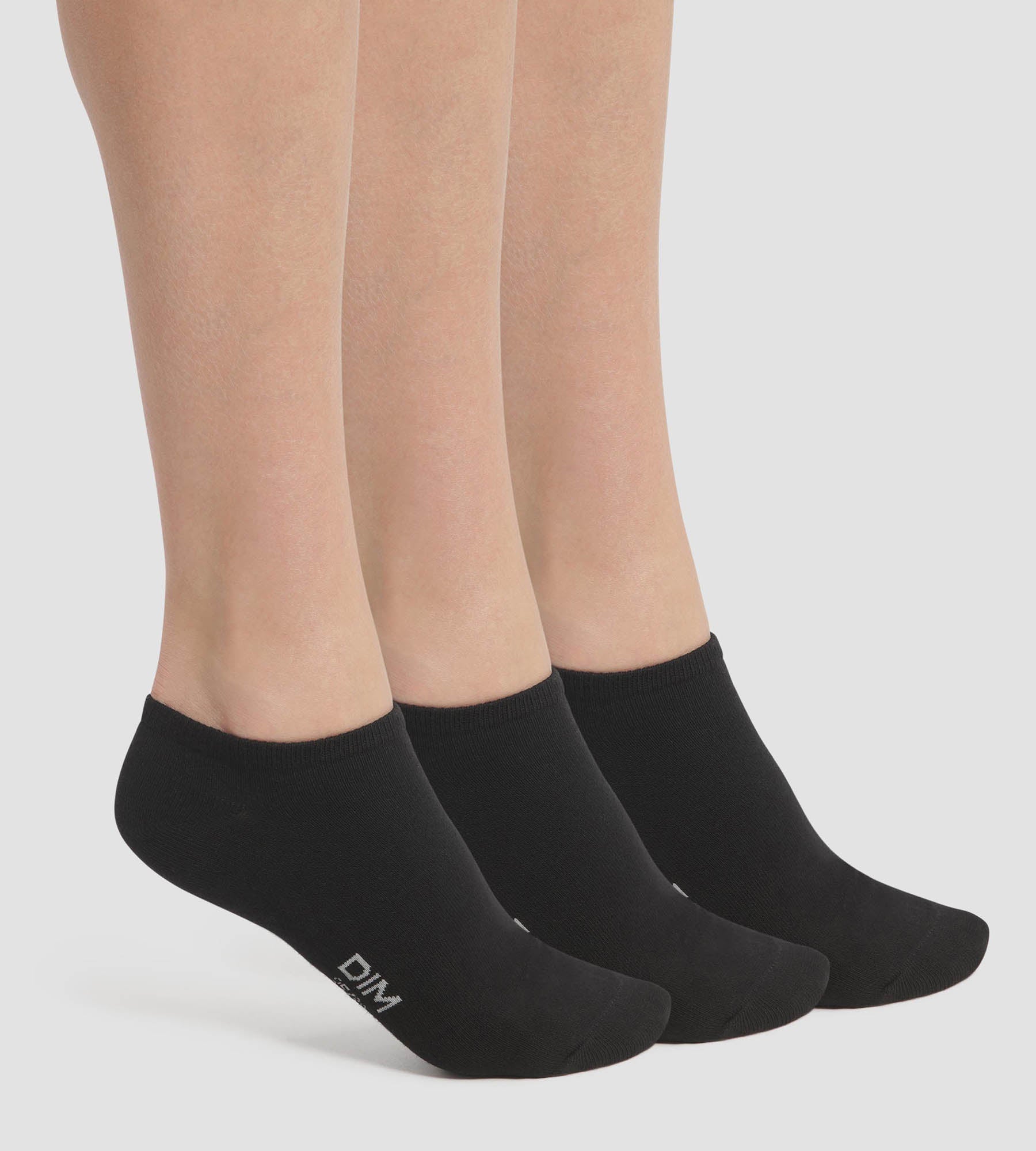Pack of 3 Women's Short Socks Black Dim Cotton