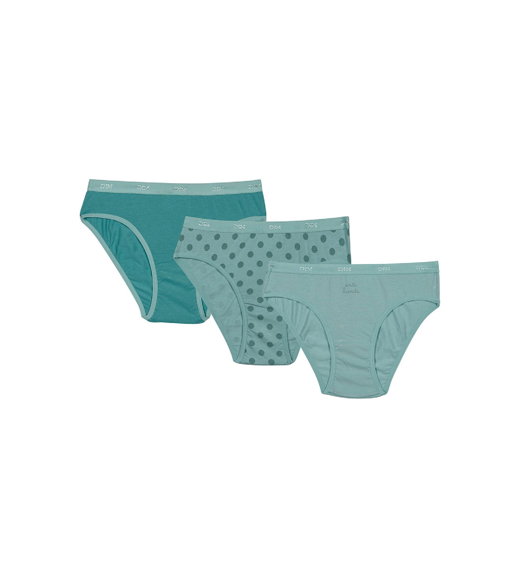 Les Pockets Pack of 3 girls' polka-dot stretch cotton briefs