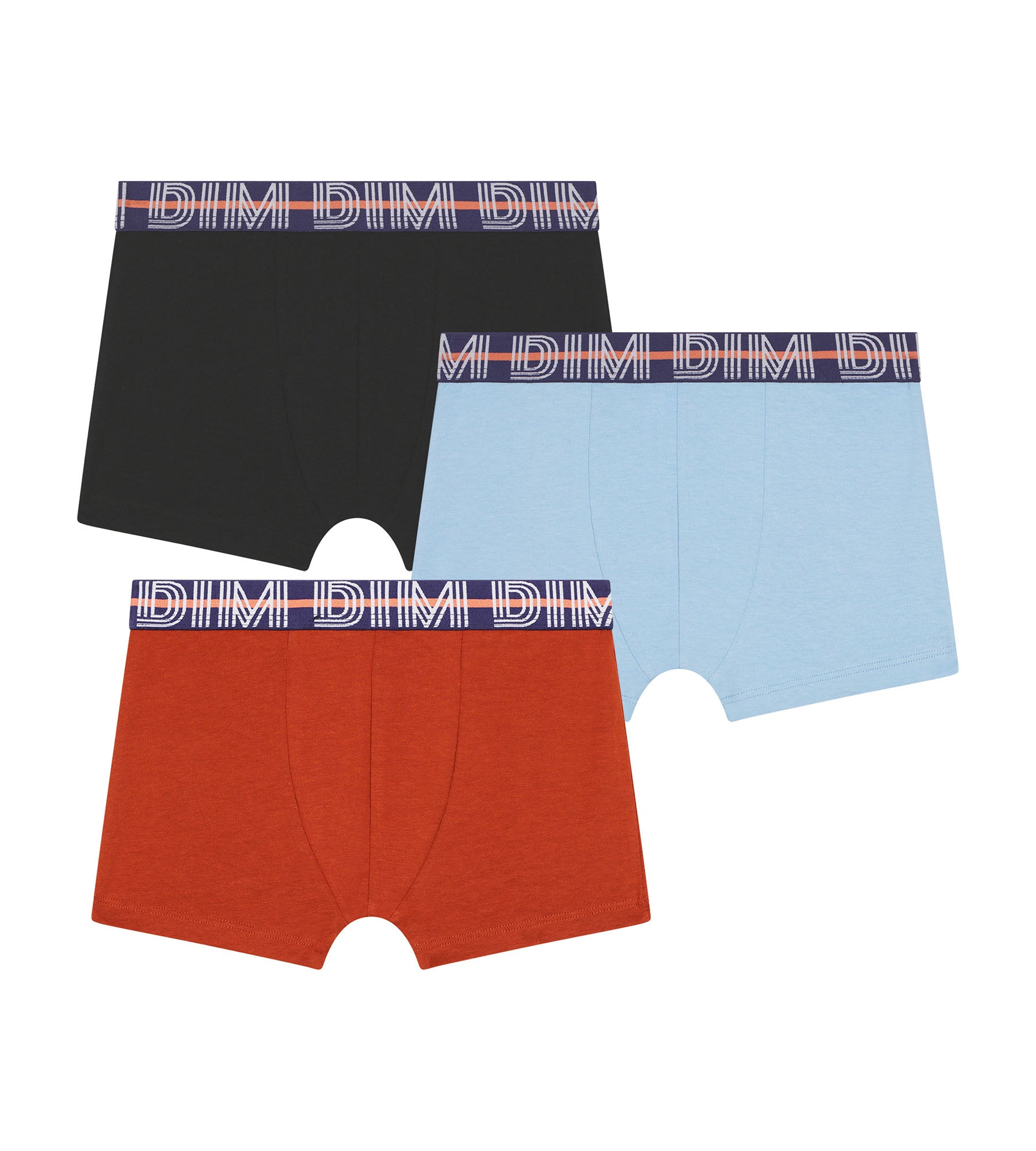 Pack of 3 Blue Red boys' boxer shorts with Dim cotton Stretch graphic waistband