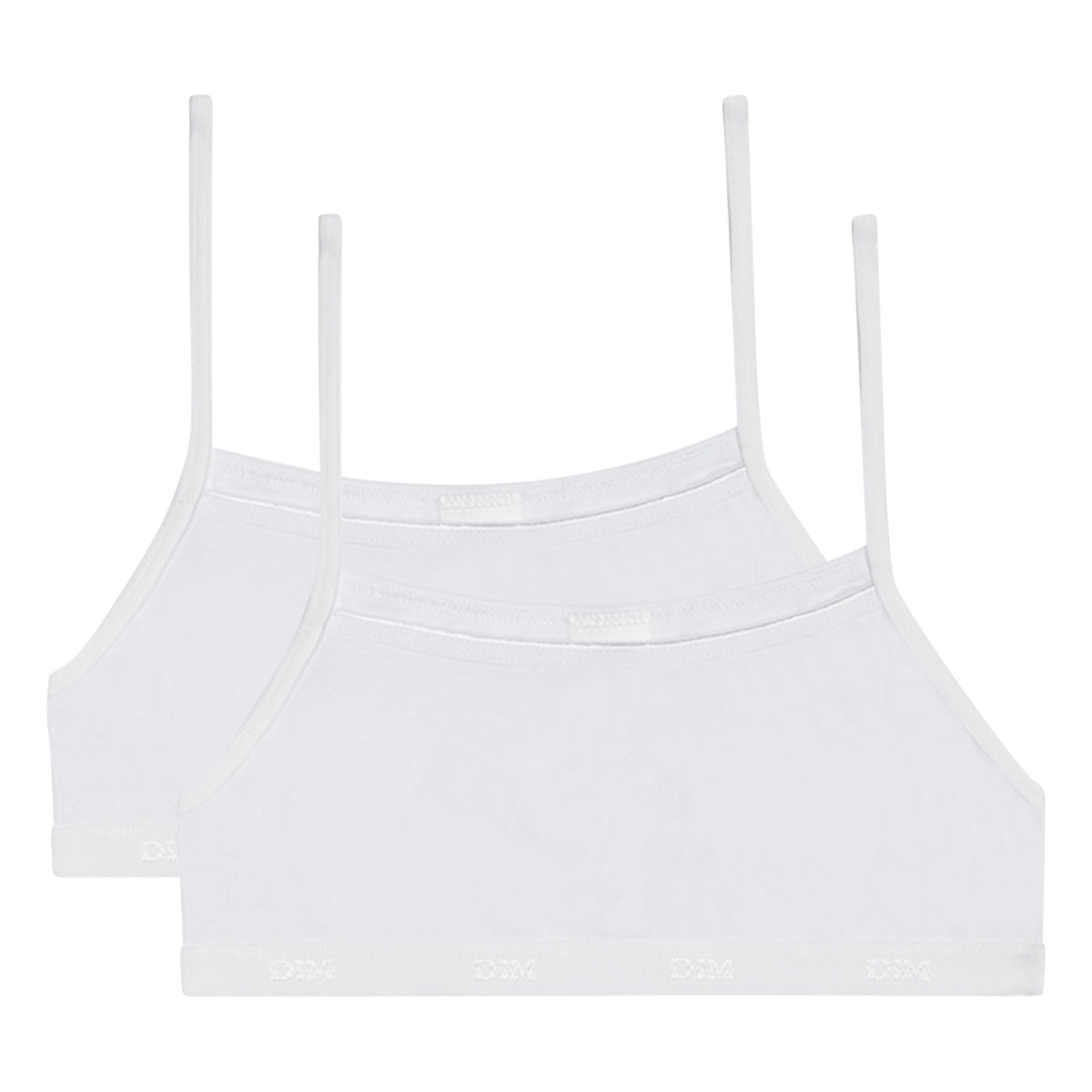 Basic Organic Pack of 2 girls' natural cotton bras without underwire White