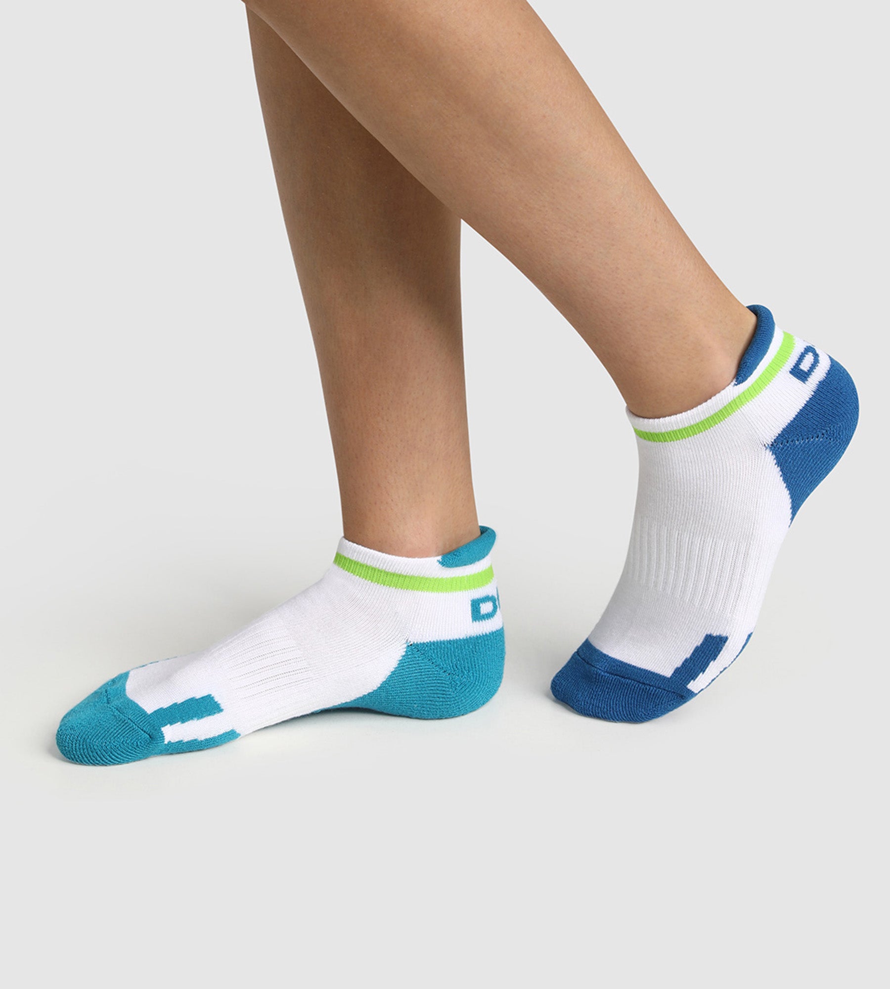 Pack of 2 pairs of retro children's socks Blue Green Dim Sport