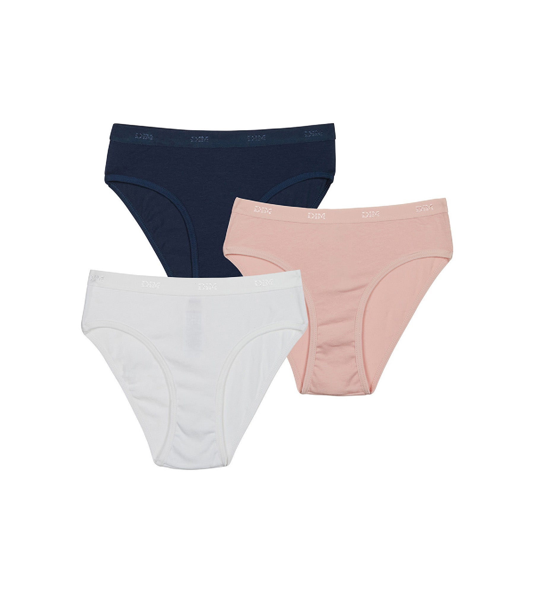 Les Pockets Pack of 3 Girls' Stretch Cotton Briefs Clochette Blue
