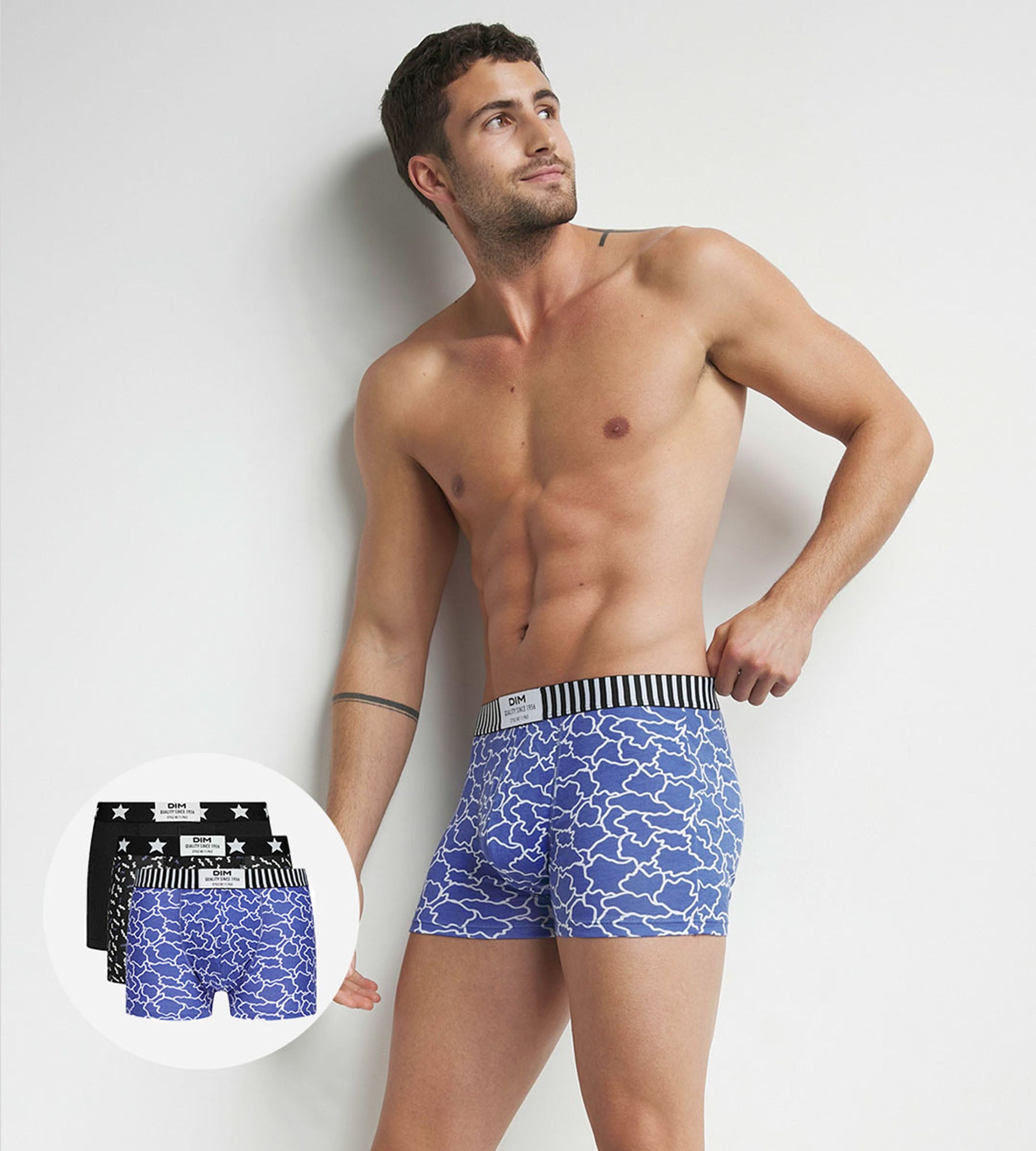 Pack of 3 men's Dim Vibes blue black cloud pattern boxers