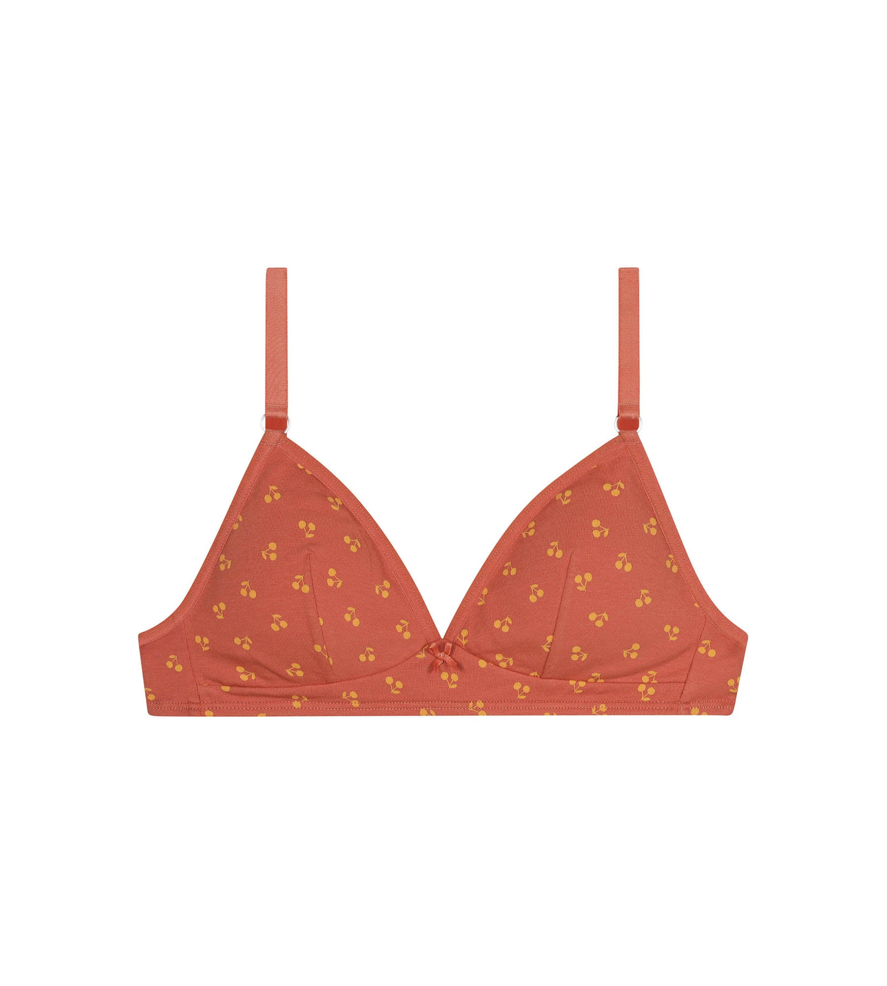 Triangle bra in yellow with cherry pattern Les Pockets