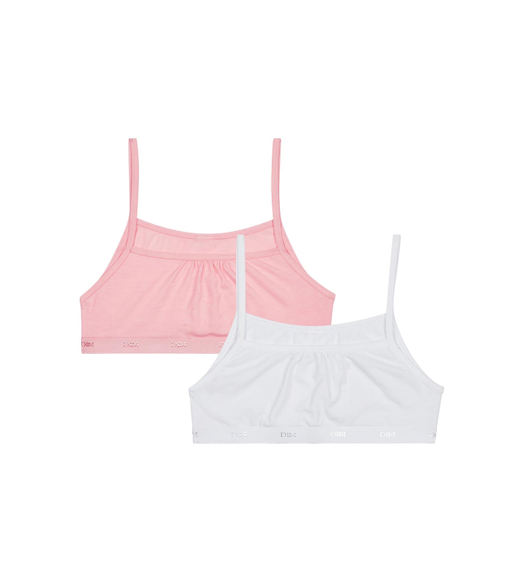 Les Pockets Ecodim Pack of 2 Pink White girls' stretch cotton bras