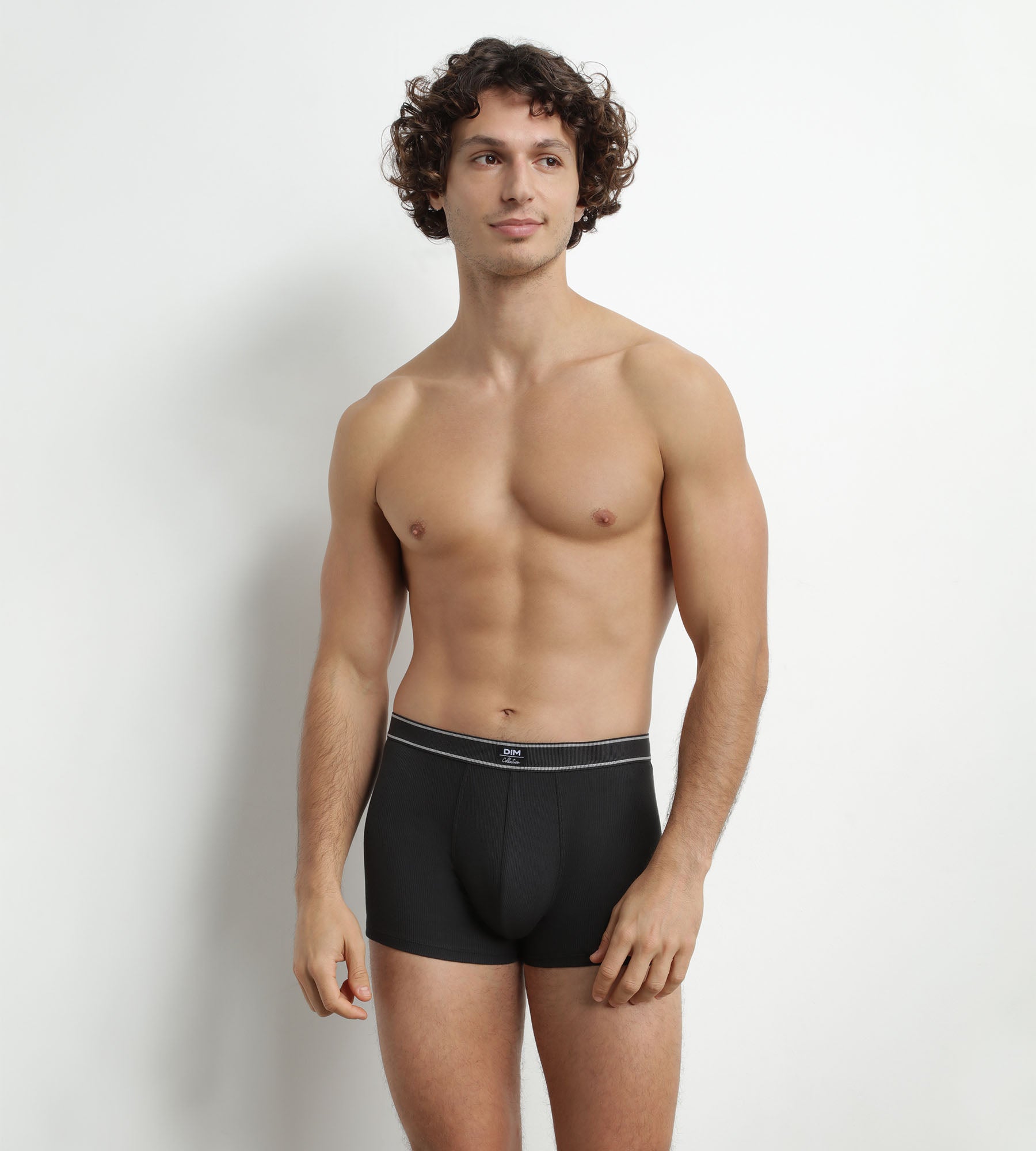 Men's ribbed modal cotton boxer shorts Black Dim Elegant