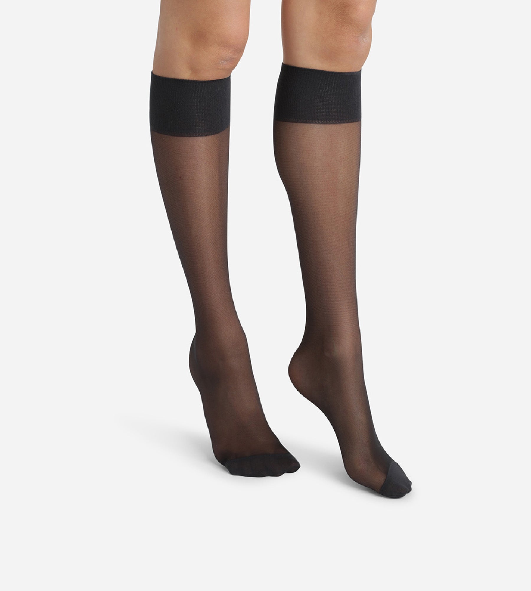Pack of 2 Black Ultra Resist knee-high socks made of reinforced Lycra