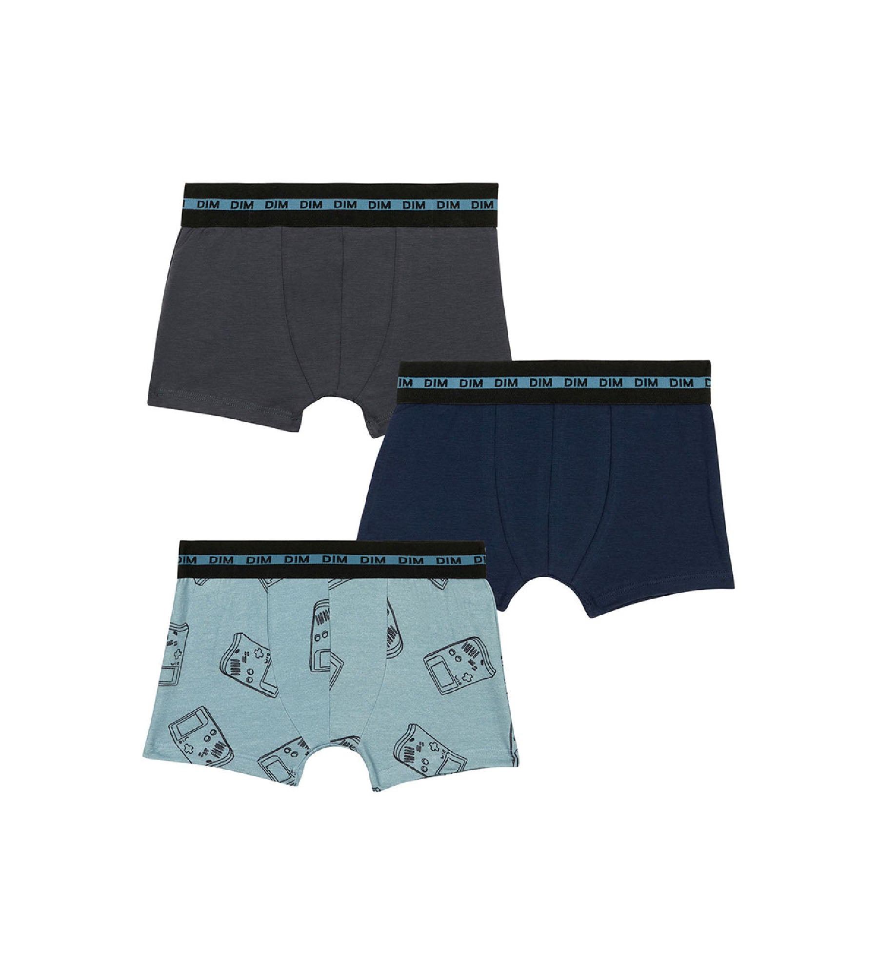 Pack of 3 boy's stretch cotton gameboy pattern boxers Blue EcoDim Fashion
