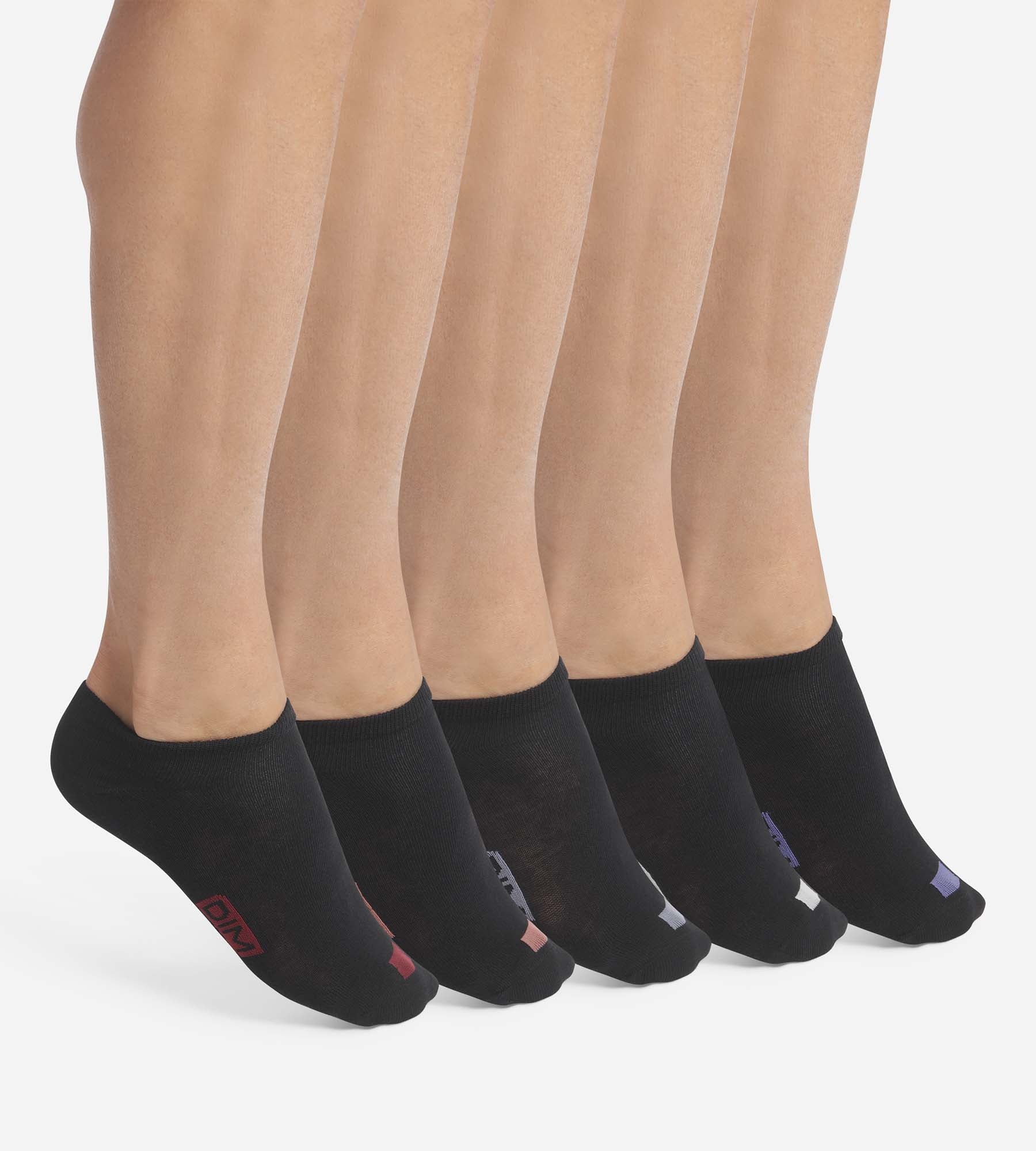 Pack of 5 pairs of men's black cotton socks with EcoDim labels